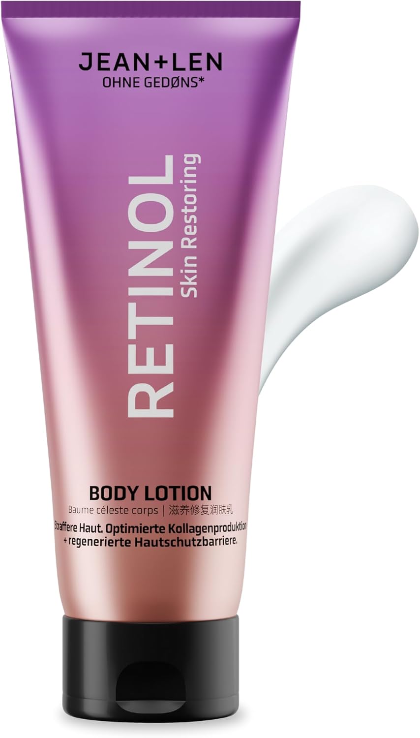 Jean & Len Body Lotion Retinol, with Pure Retinol, Shea Butter & Bisabolol, Smooths Wrinkles, Regenerates the Skin Protection Barrier, for Sensitive Skin, Body Care without Parabens & Silicones, Vegan