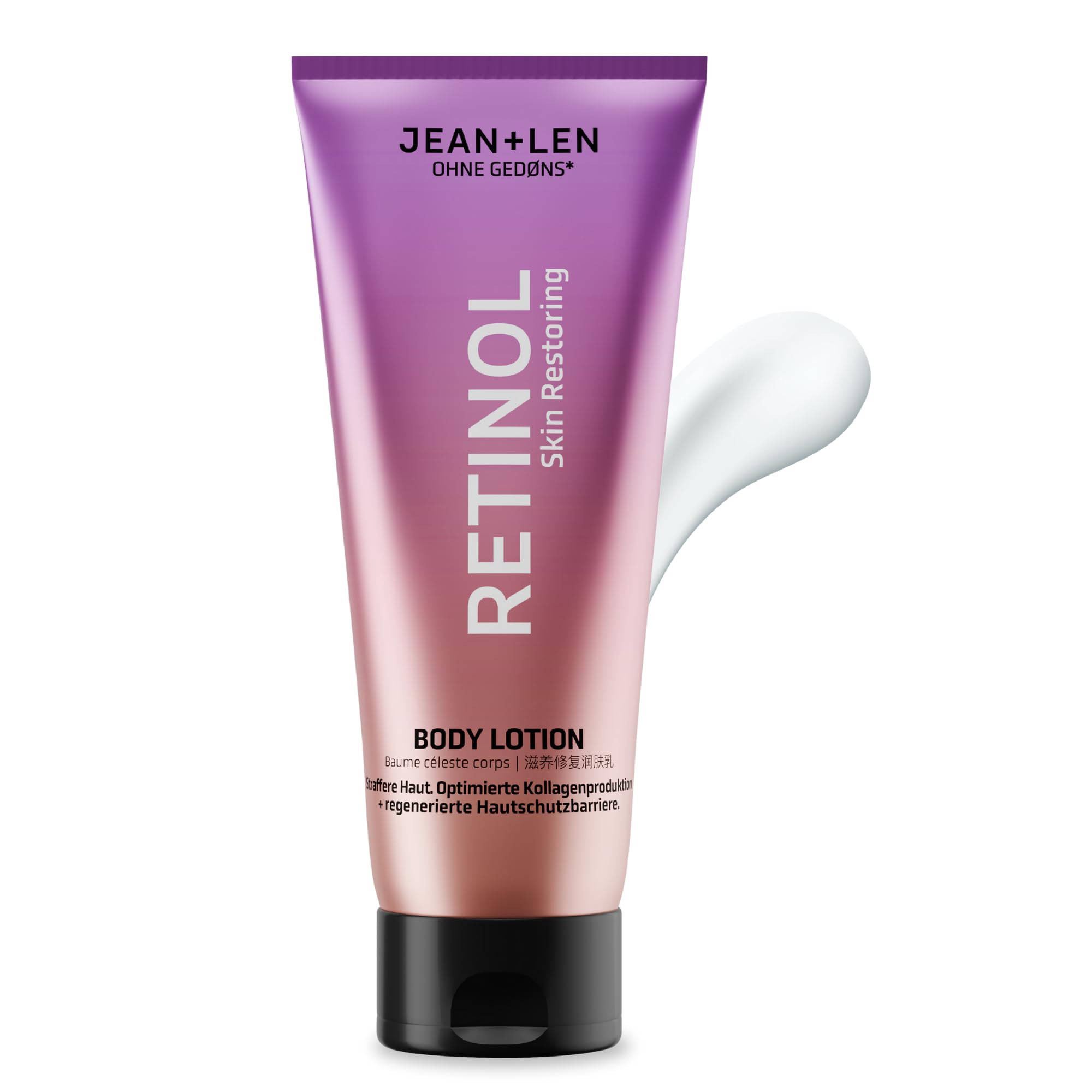 Jean & Len Body Lotion Retinol, mit reinem Retinol, Sheabutter & Bisabolol, glättet Falten, regeneriert die Hautschutzbarriere, für sensible Haut, Körperpflege ohne Parabene & Silikone, vegan, 200 ml