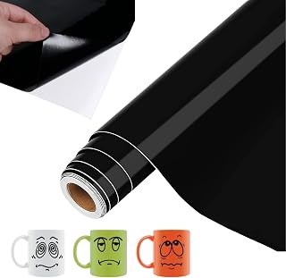 Permanent Vinyl for Cricut Black Glossy 12" x 10Ft Permanent Self Adhesive Cricut Vinyl Sheet for Cricut, Silhouette Cameo, Vinyl Roll for Craft Cutter