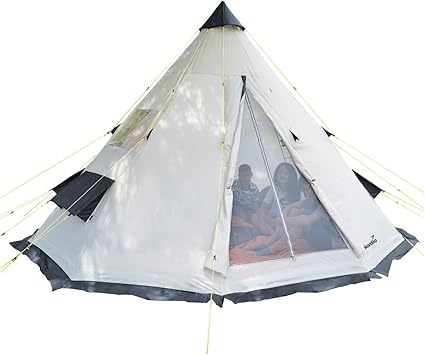 Skandika Tipi Goathi tält för 6/10 personer utomhus | campingtält, vattentätt, insytt tältgolv, myggnät, över 2,5 m ståhöjd, 3 000 mm vattenpelare | festivaltält, glamping