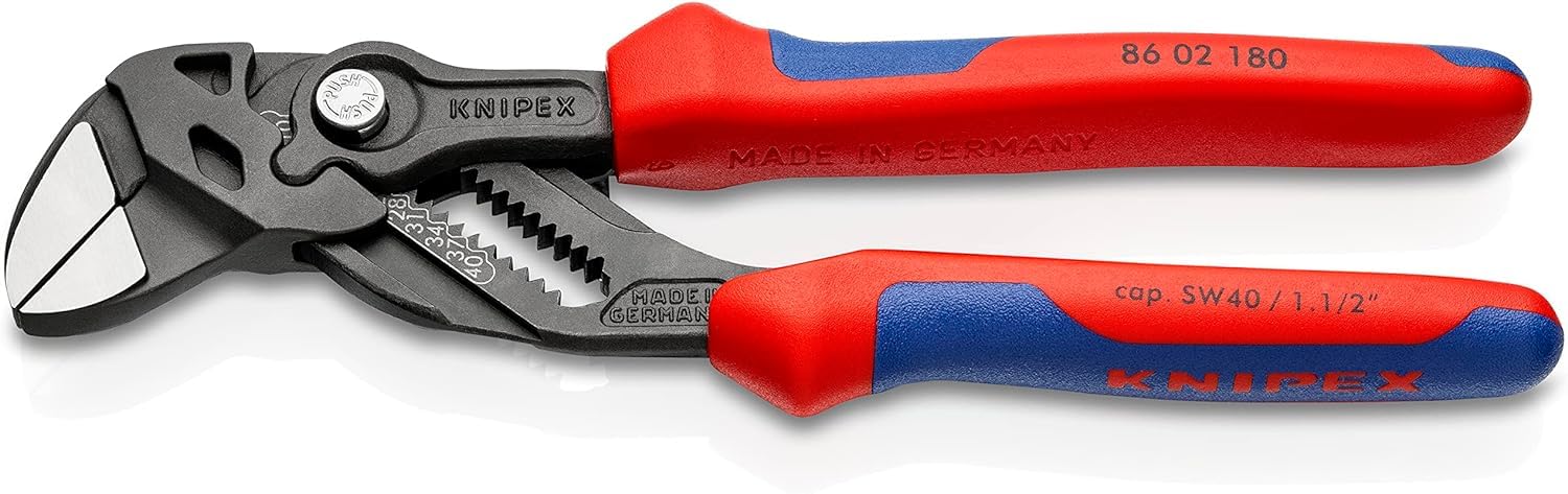 Knipex Blue / Red Pliers Wrenches Pliers And A Wrench In A Single Tool Self-Service Card With Multi-Component Handles 180 Mm, 86 02 180 Sb