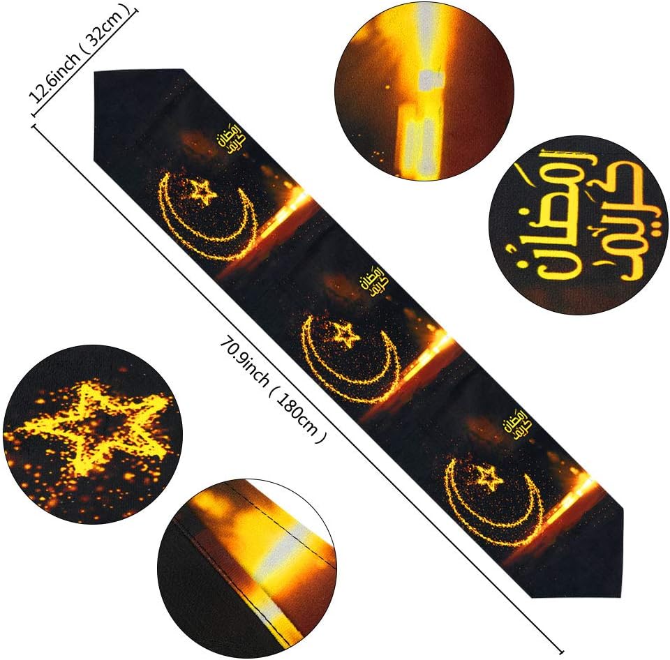 OurWarm Eid Mubarak Table Runner Ramadan Eid Mubarak Decorations for Home Happy Ramadan Mubarak 2023 Party Supplies 12 x 70 Inch