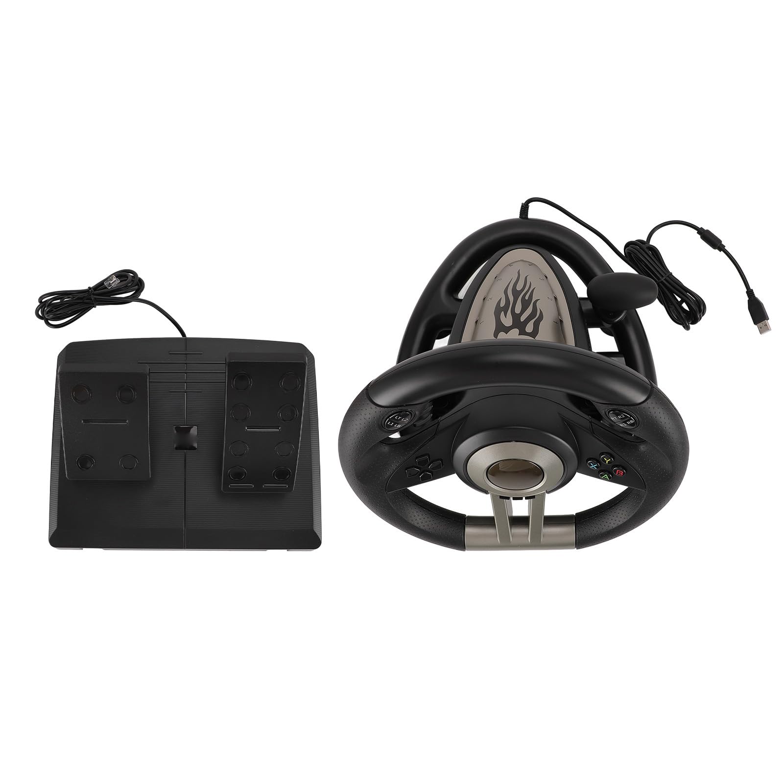 Volante da Corsa per PC e Pedale Volante da Gioco USB Universale per Rotazione di 180 Gradi Materiale ABS Impugnatura Comoda