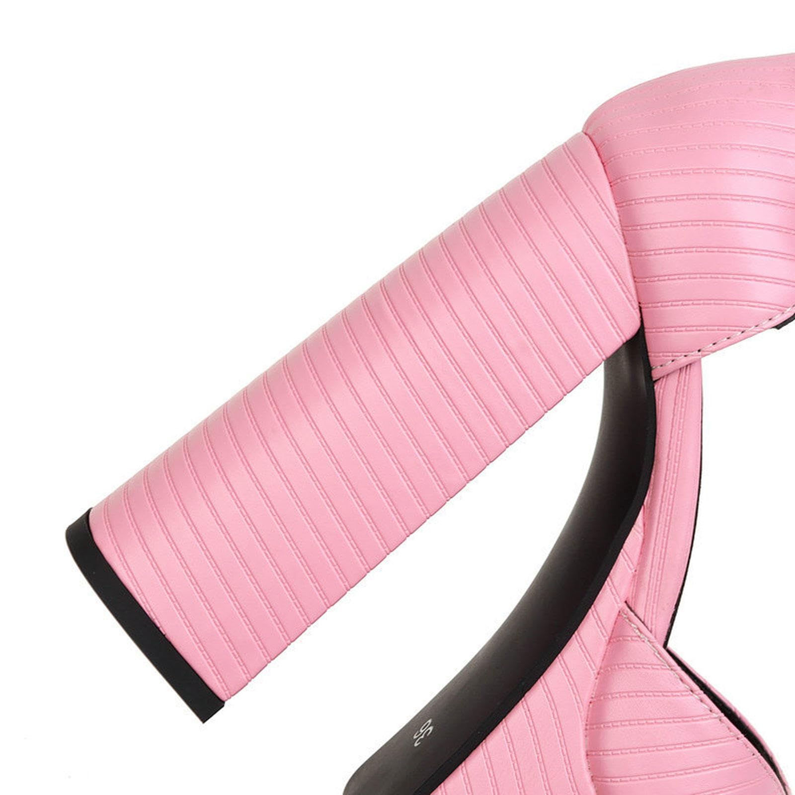 Talons Hauts Escarpins Plateforme Fermés Bout Rond Femmes Chaussures Soirée Talon Épais Bride Cheville 14,5cm,Pink-41