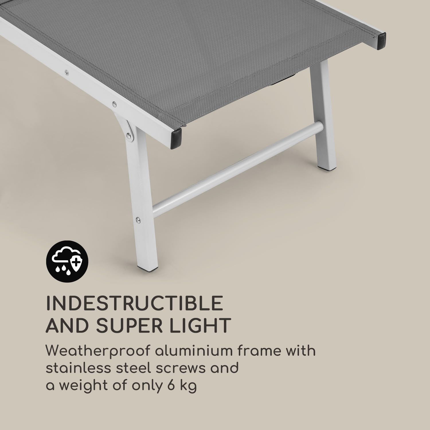 blumfeldt Sunnyvale Tumbona Hamaca de jardín, Respaldo Ajustable en 4 Posiciones, reposapiés Plegable, Superficie 174 x 51 cm, Material Repelente al Agua, PVC/Poliéster, Gris