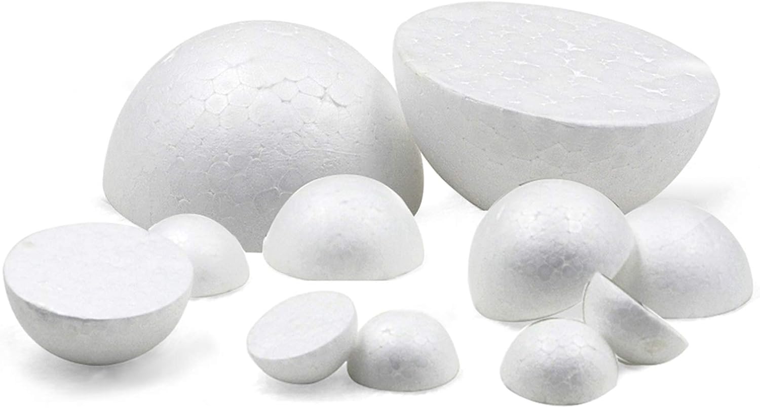 ACTENLY Half Foam Balls 70Pack Smooth Round Polystyrene