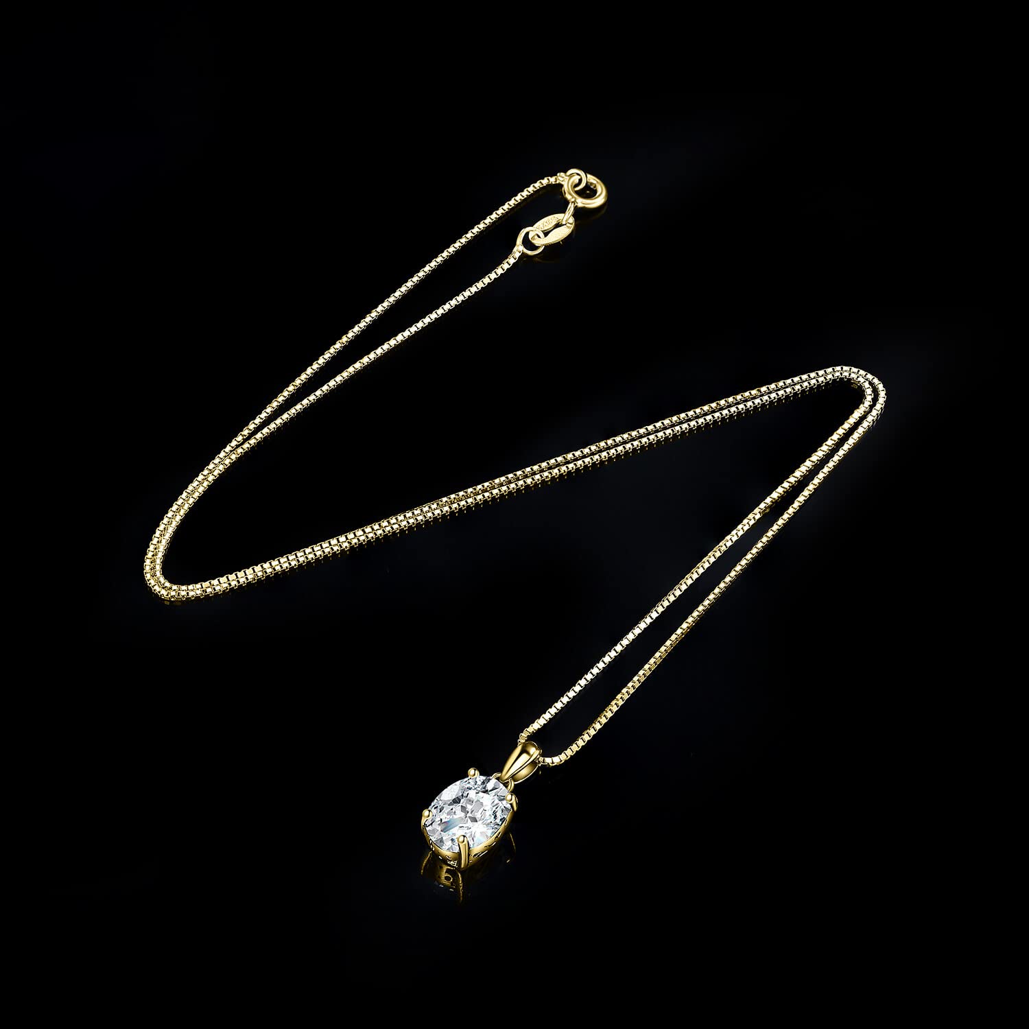 JewelryPalace owalny 1ct 2ct Moissanite łańcuszek wisiorek, naszyjnik damski srebro 925, biżuteria dziewczyny kobiety różowe złoto złoto 45CM