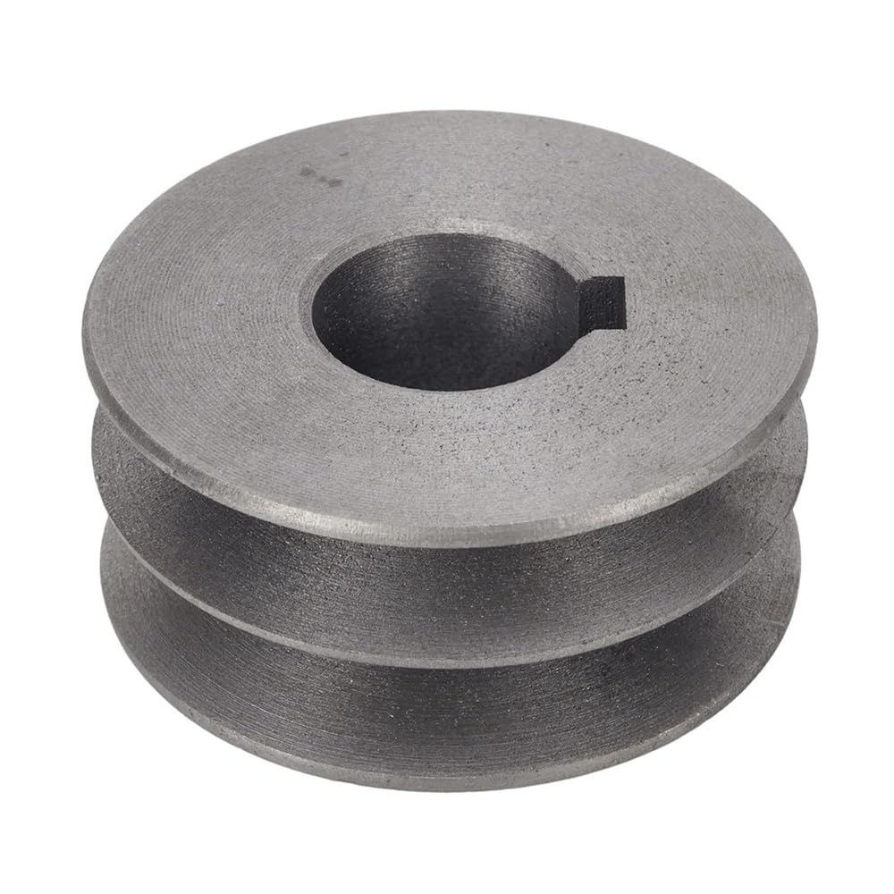 Polea de eje de motor con ranura en V (1 unidad) - Polea de hierro fundido de doble ranura duradera for sistemas de correa trapezoidal(64x30x24mm)