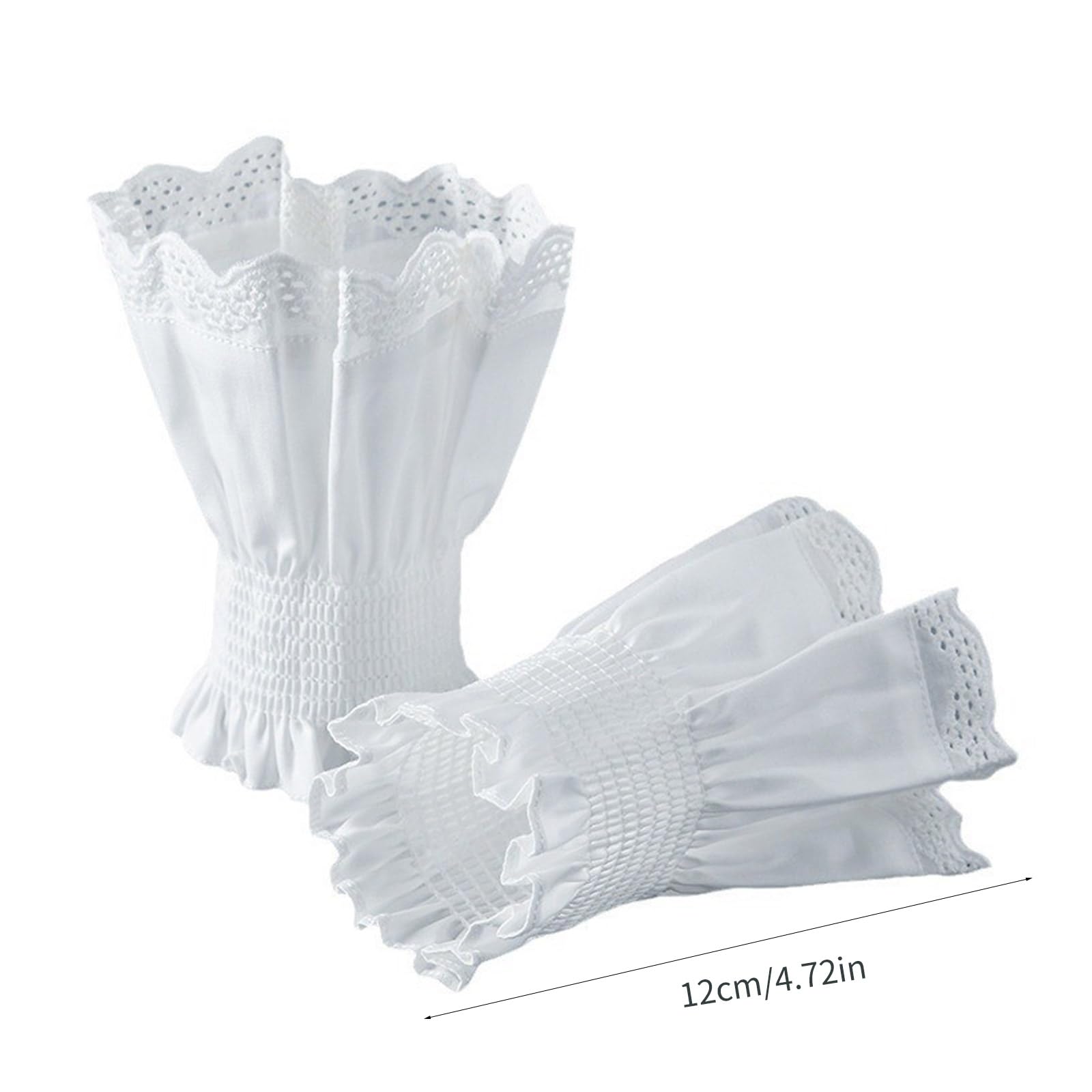 Polsini da polso per camicie maglione pizzo manica finta ornamento svasato increspato maniche svasate svasate polsini falsi polsi.Bianco