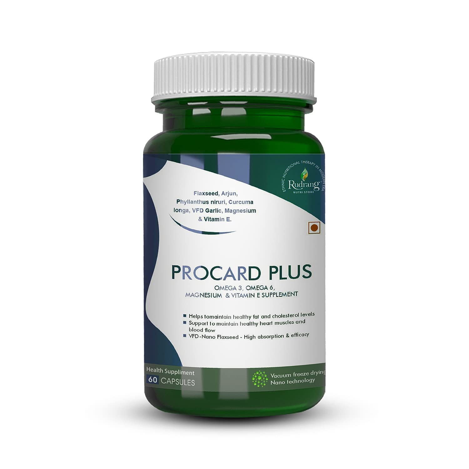 Rudrang Nutri Store Procard Plus Capsule Omega 3 & 6 Supplement for Heart Care | 400 mg 60 Capsules Pack of 1