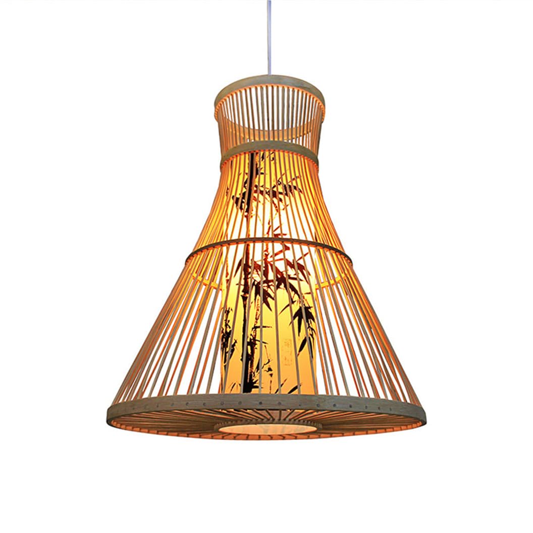 CSSYKV Handmade Woven Lantern Coastal Chandelier Rustic Wicker Light Fixture Inner Faux Parchment Shade Double-Layer Lamp Shade for Kitchen Island Dining Room Bar Bedroom Foyer Hallways