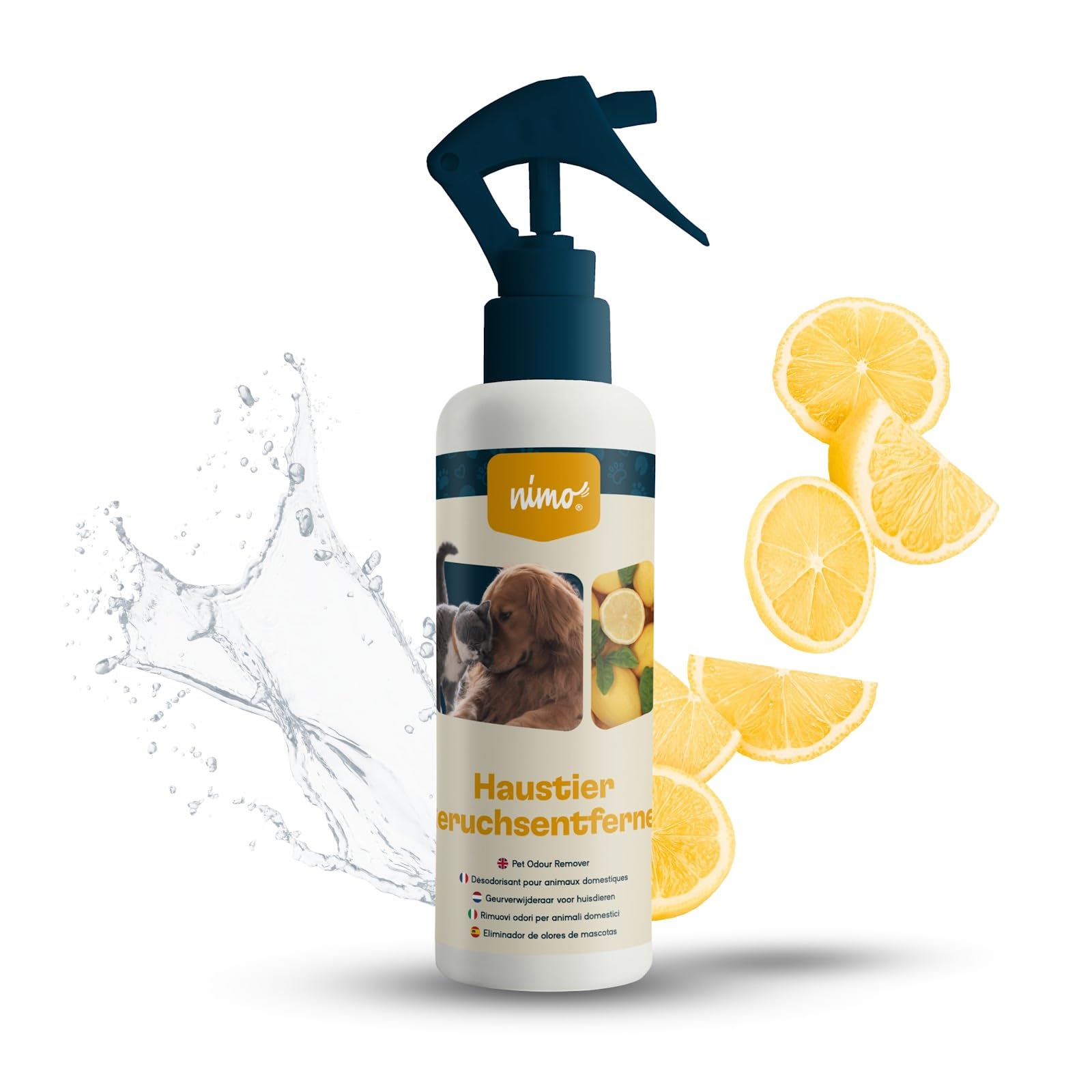 nimo® Środek do usuwania zapachów dla zwierząt domowych | neutralizator zapachów w sprayu przeciwko nieprzyjemnym zapachom | skuteczny środek do usuwania zapachów do całego gospodarstwa domowego |