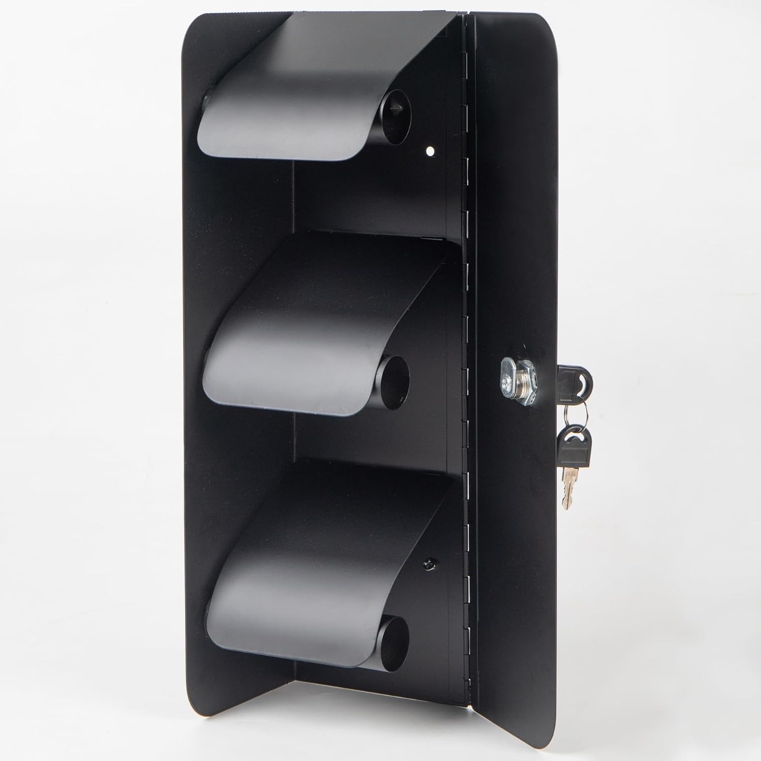 Dispensador de papel higiénico comercial, 3 rollos de acero inoxidable, soporte de pared para baño/baño (negro mate)