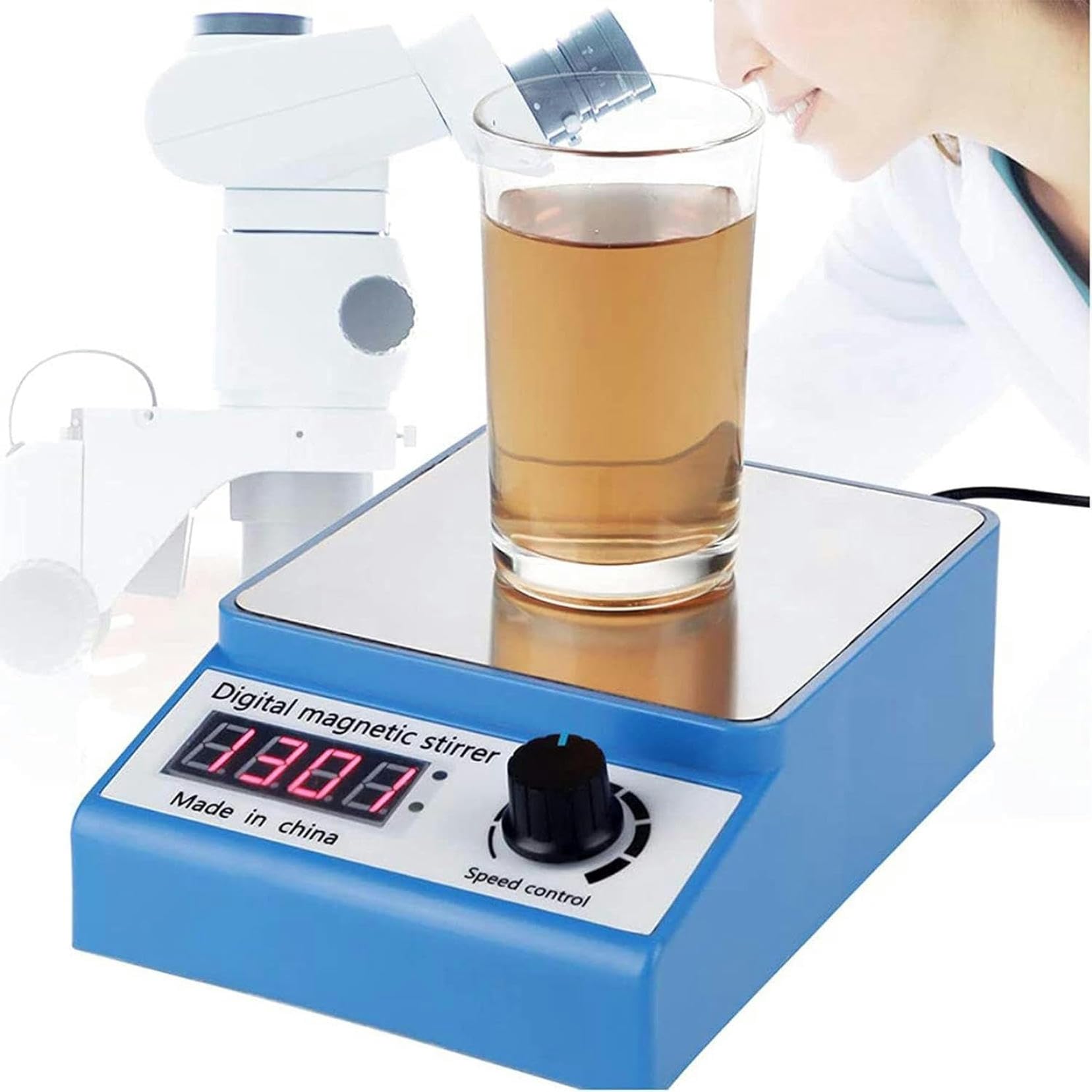 Agitador magnético de 3000 RPM, máquina agitadora de laboratorio digital con capacidad de 3000 ml y barra de agitación para investigación y experimentos en el aula