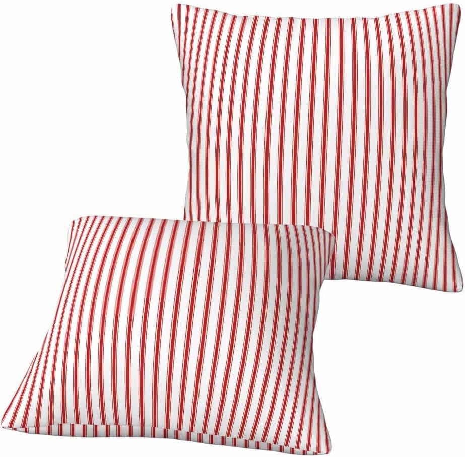 Red Vertical Stripe Pillow Cover 18 x 18 Set of 2 Streaks White Line Simple Repeat Pillow Cases Standard Size Protectors with Zipper Square Decorative for Home Couch Sofa Bed Living Room - Image 2