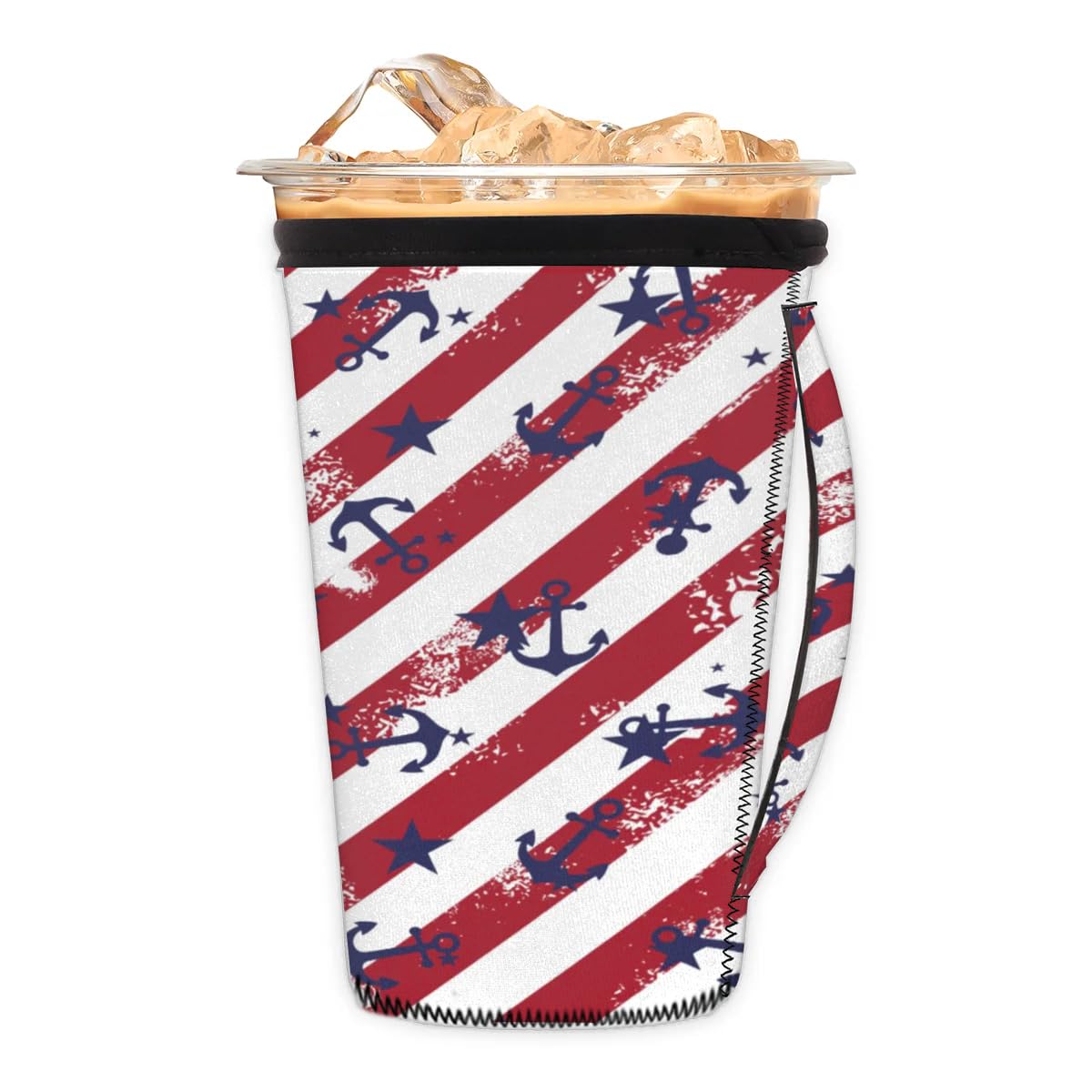 Hook Flag M Reusable Iced Insulator Coffee Sleeves Neoprene Insulated Sleeves With Handle Coffee Sleeves for Iced Coffee Cups Drinks