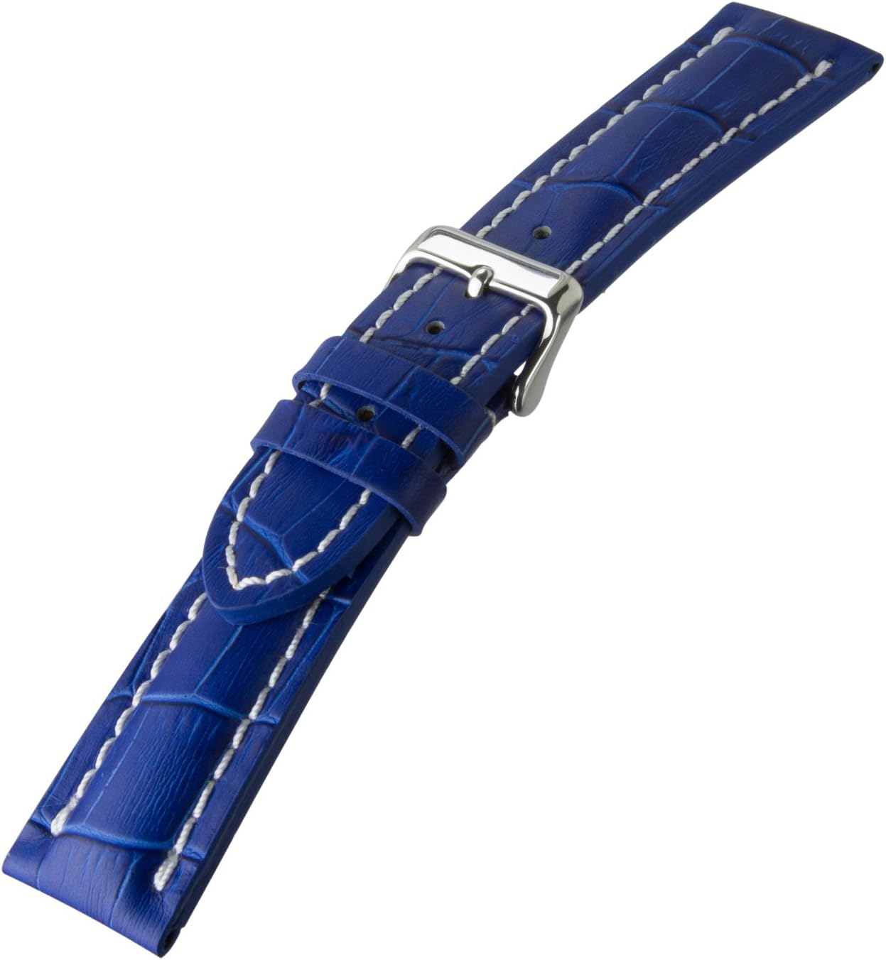 Genuine Leather Alligator Grain Watch Band for Breitling with Buckle, Blue 22mm