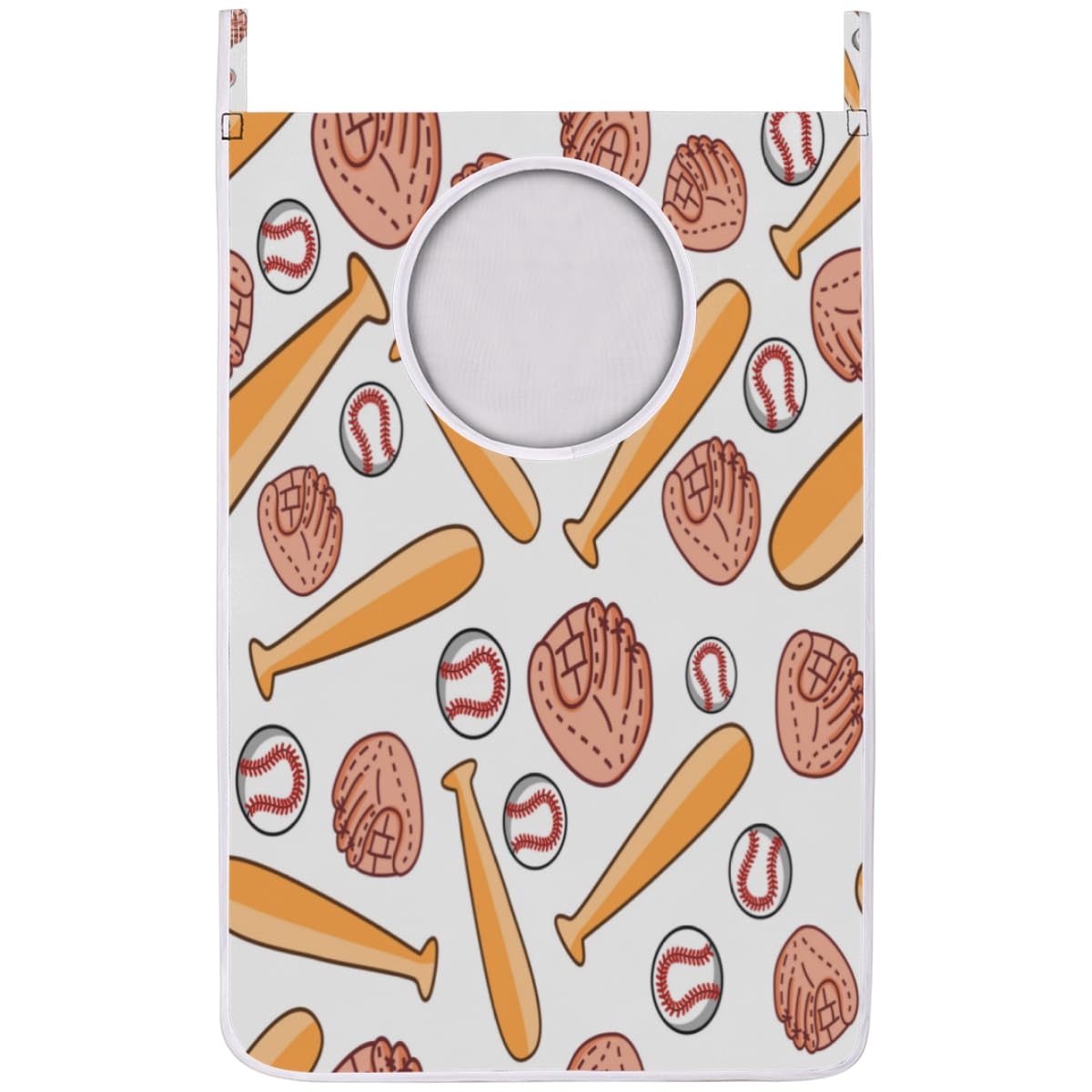 Baseball Interesting Design Hanging Laundry Hamper Over the Door Laundry Bag with Hooks Dirty Clothes Hampers for Bedroom Bathroom Towels - 19.6" X 29.3"