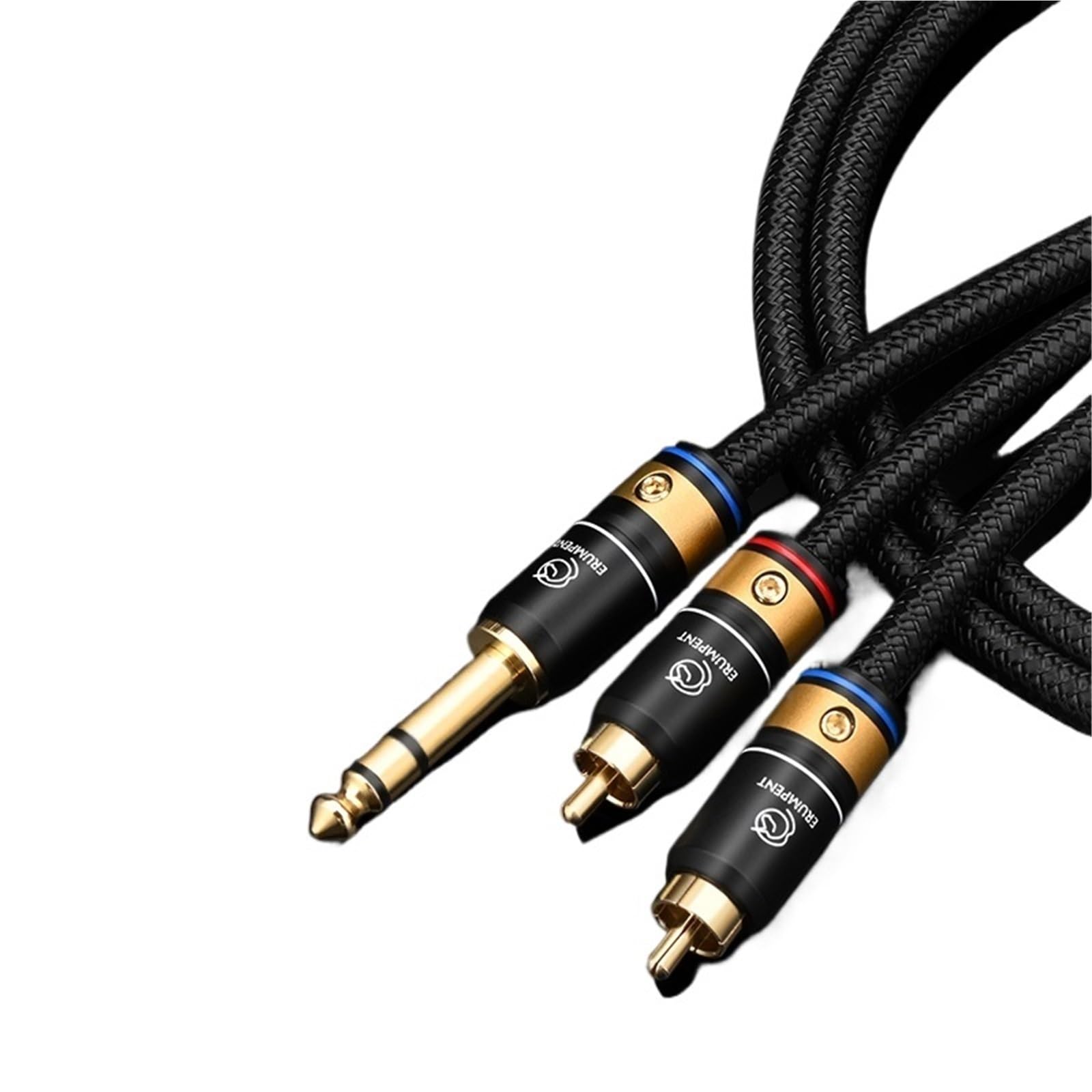 6N HiFi 6.5mm to 2RCA Audio Cable for CD Amp, Pozłacana wtyczka stereo, wtyczka TRS 6,5 mm do subwoofe, męski rozdzielacz 2 RCA (3 m)
