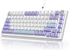 YINDIAO AK820 Mechanical Keyboard with Button 75% ANSI Layout 82 Keys Wired Gaming Keyboard Improved Seal Assembly Hot Swappable Custom Linear Switch RGB Light for PC Mac (Purple)