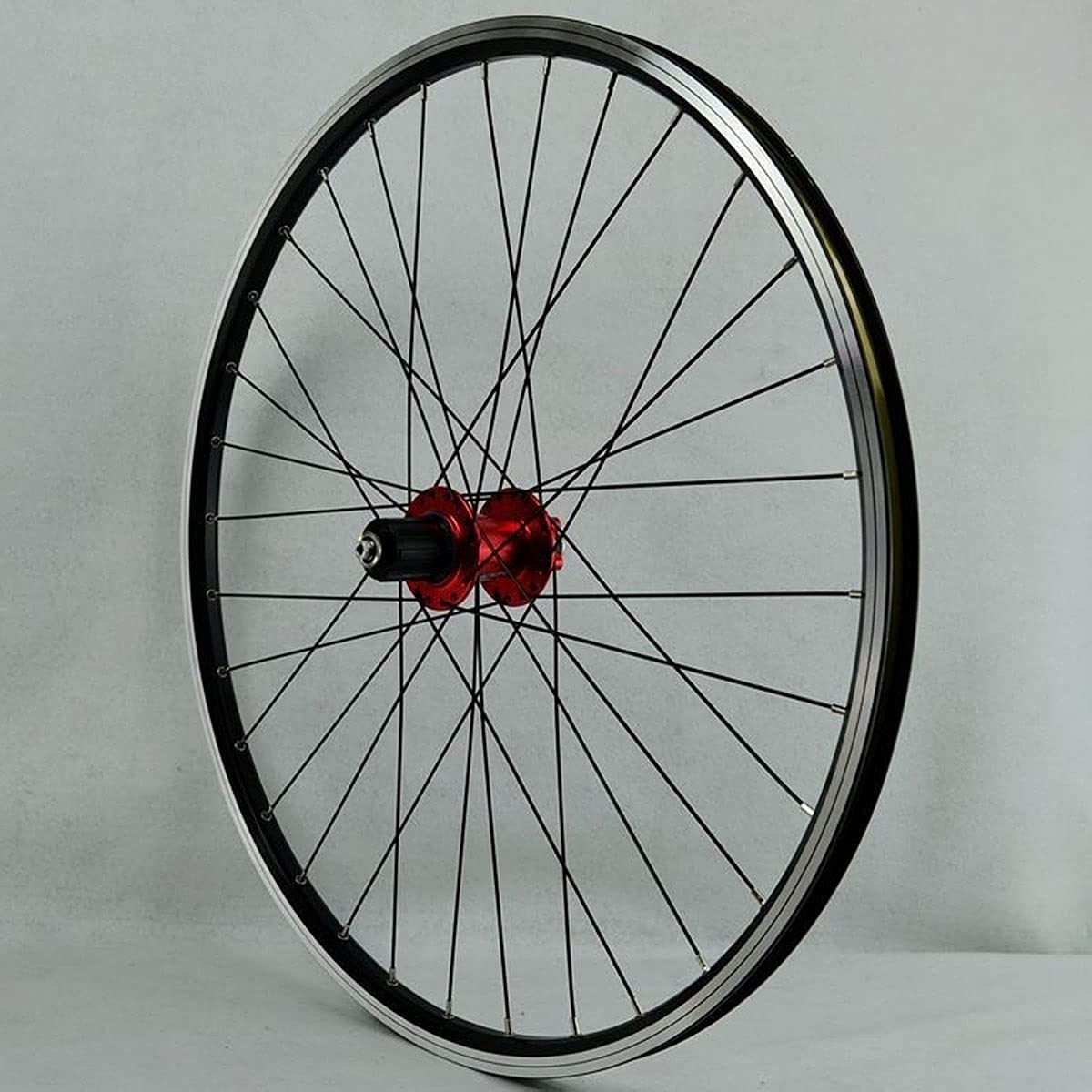 ZFF 26/27.5/29" Mountain Bike Ruote MTB Ruote Rilascio Rapido Freni A Disco Cerchio Freno A V Ruota della Bici Misura 7-12 velocità Cassetta Ruote MTB 32 Buche (Color : Red Hub, Size : 27.5in)