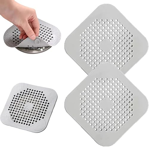 Colector de pelo de silicona para drenaje de ducha, paquete de 2 protectores de drenaje de silicona y cubierta de drenaje de ducha, tapón de drenaje