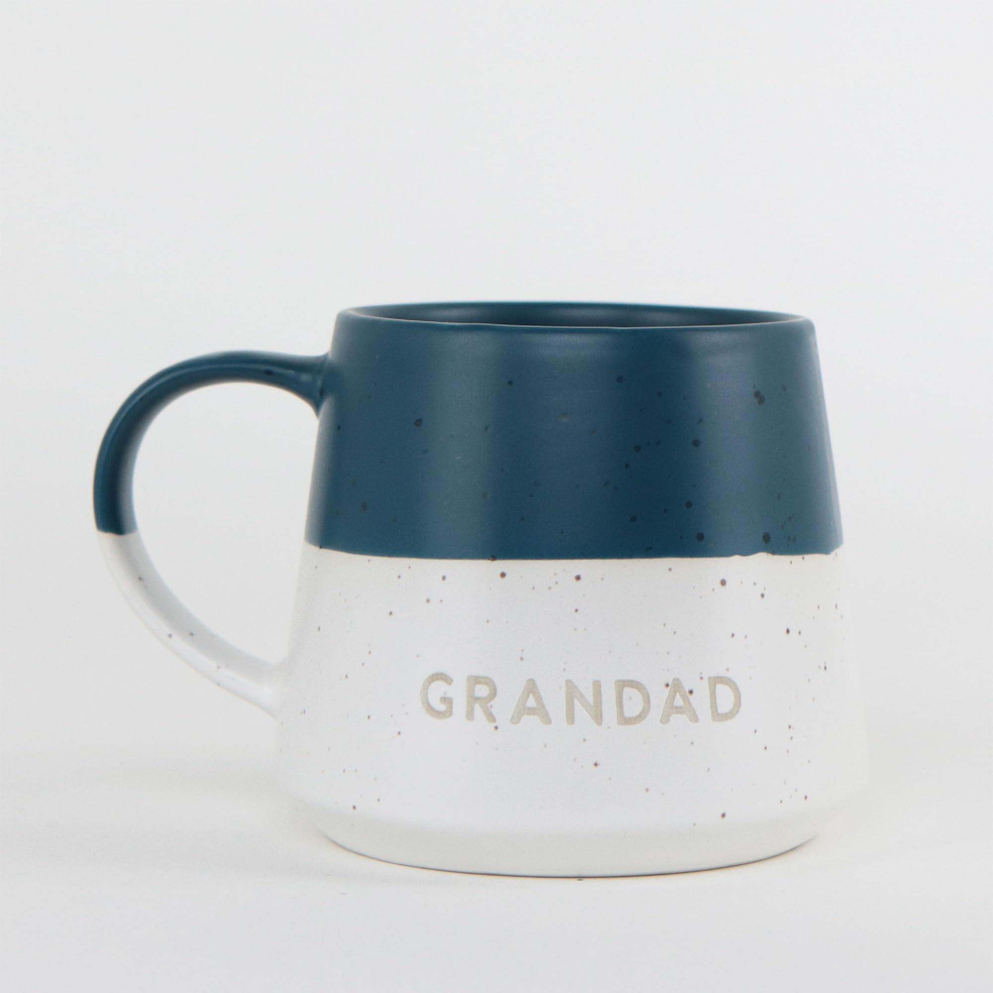 Personalised Two-Tone Ceramic Coffee Mug, 370ml Stoneware, Laser Engraved Names, Speckled Dipped Design, Microwave and Dishwasher Safe, Perfect for Family Gifts (Navy Blue)