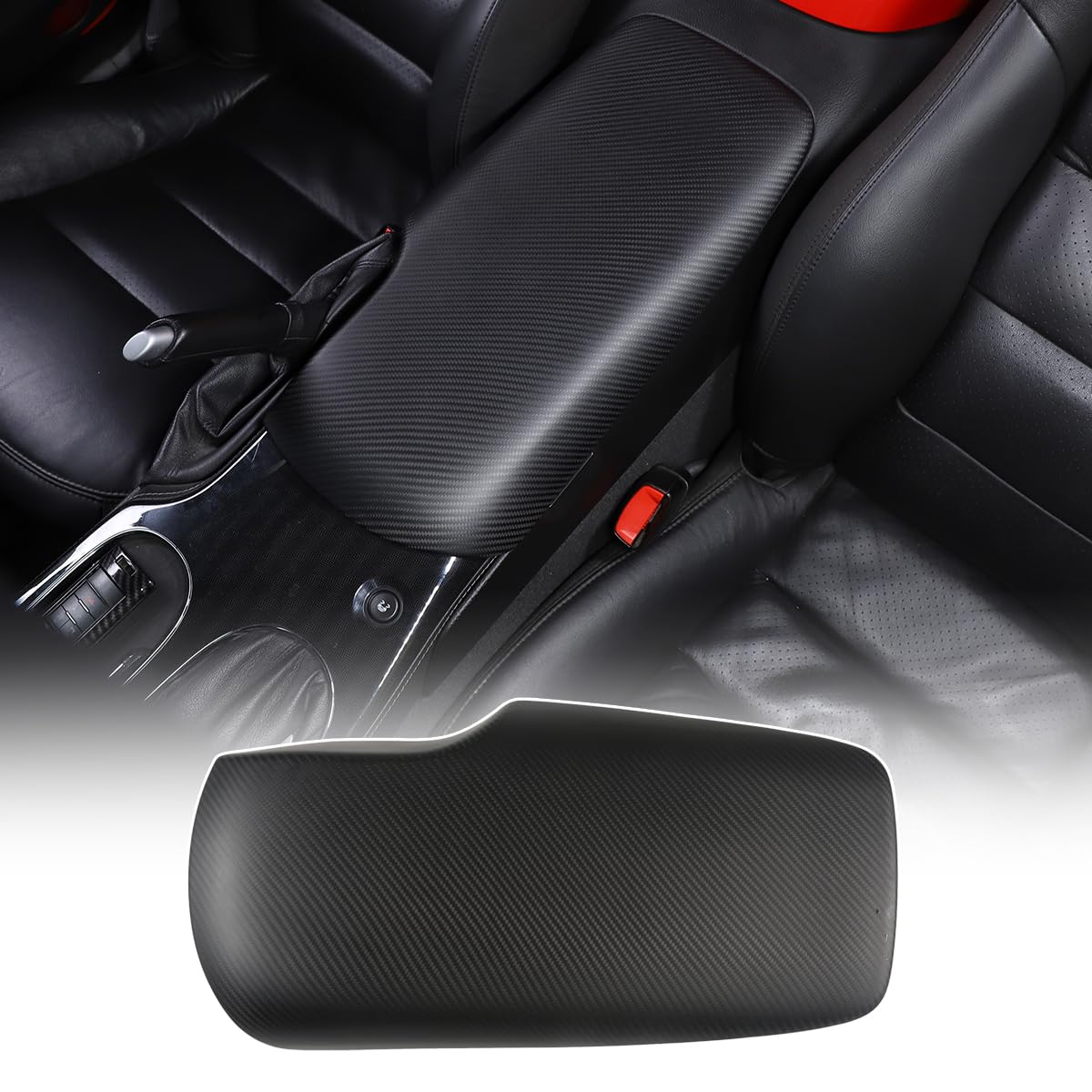 JONKOKO 100% Real Carbon Fiber Car Center Console Pad for Chevrolet Corvette C6 2005-2013 Car Armrest Cover Cushion Waterproof Auto Armrest Seat Box Protector Accessories (Matte Black)