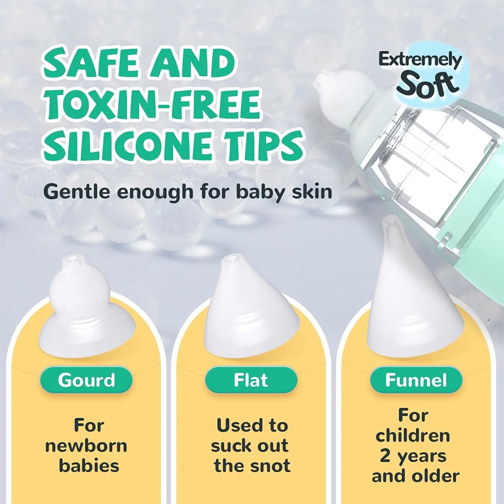 Aspirador Nasal para Bebés, Alta Potencia de Succión Aspirador Nasal Eléctrico para Bebés con 3 Potencias de Succión, Música y luz Función para Bebés y Niños Pequeños — view 5