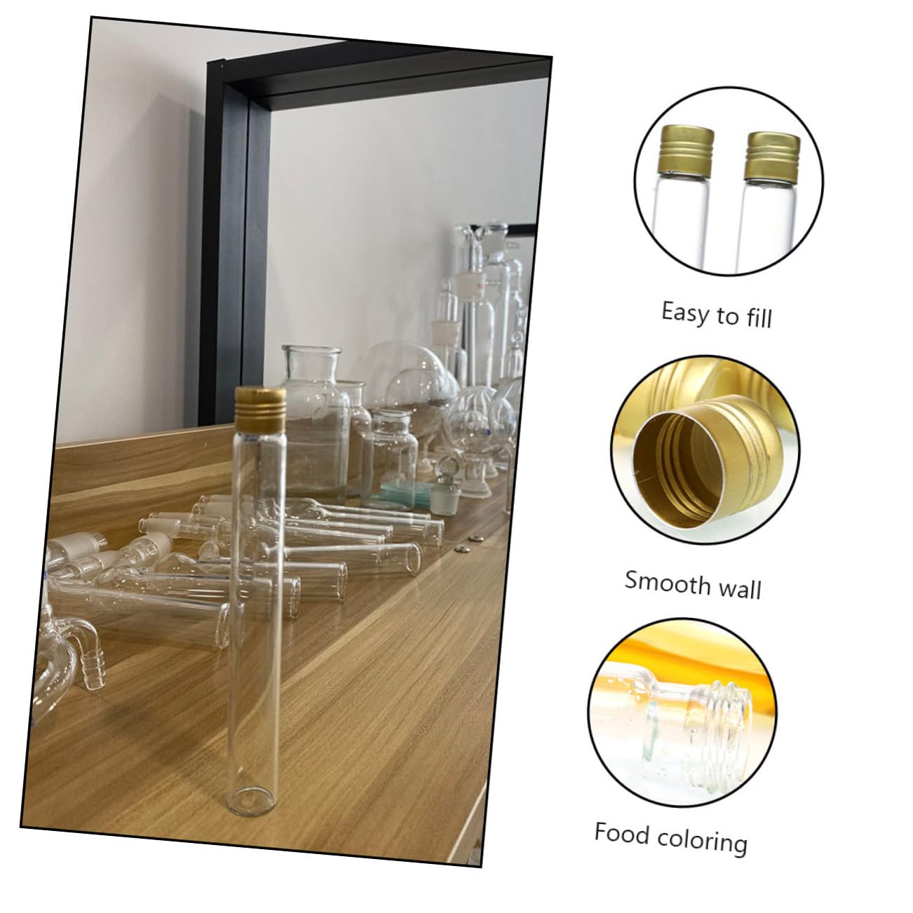 Provette a Vite in Vetro 20 Pezzi 18x150 Mm, Borosilicato | Tappo Metallico in Alluminio, Fondo Tondo e Parete Liscia, Scala di Misura Precisa