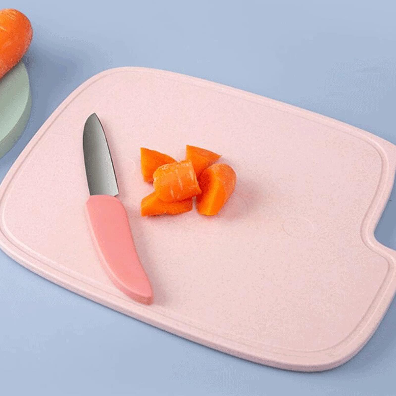 Tabla de cortar de plástico para cocina, sin BPA, antideslizante, ranuras para jugos y tablas de cortar no porosas, fácil de limpiar (26 x 20 cm)