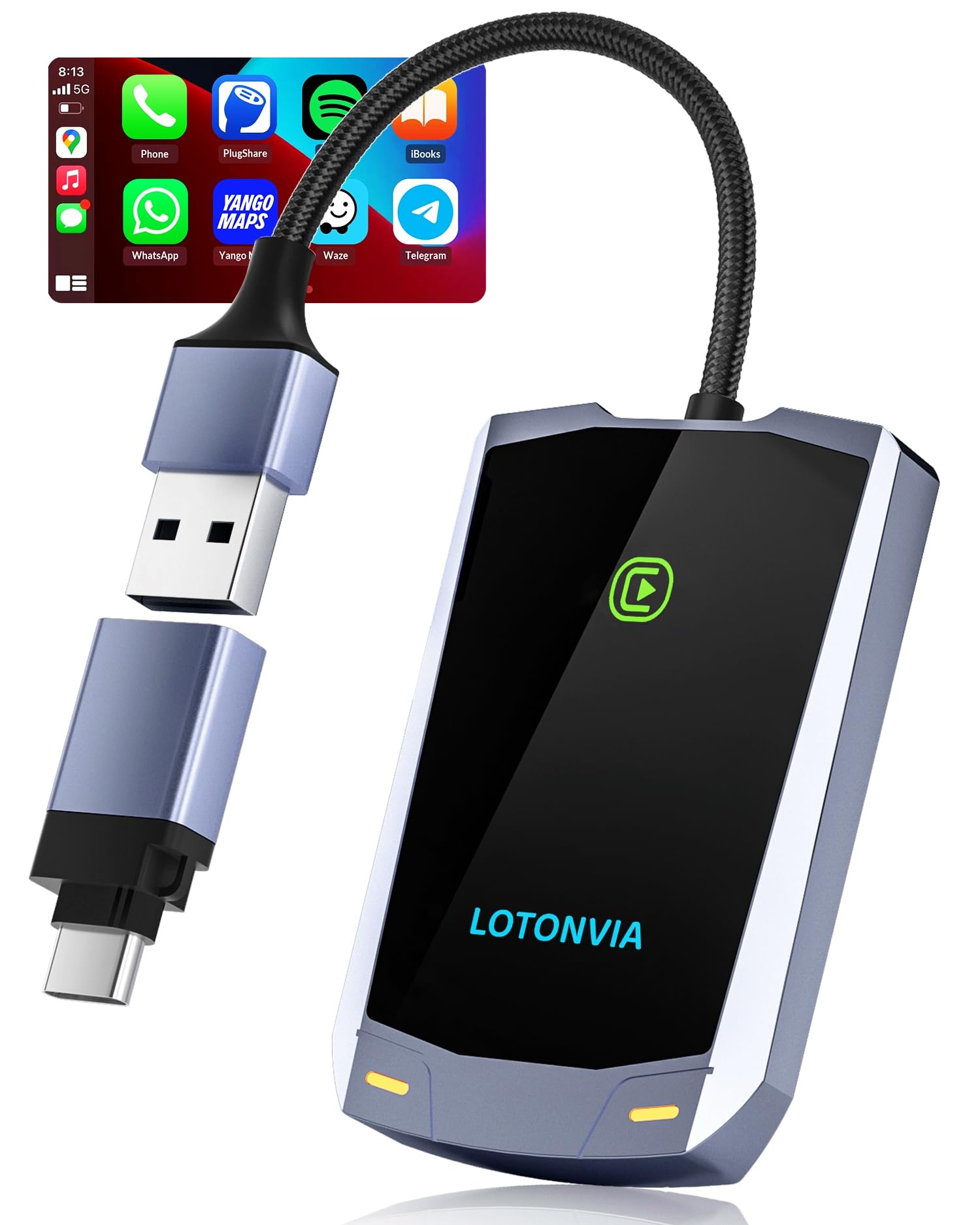 Carplay Wireless CarPlay & Android Auto Adapter, 2025 CarPlay Ai Box For OEM Wired Cars With Built-in Netflix/YouTube, TF Card Support - Upgrade To Wireless Streaming & Media Playback Android Auto Wireless