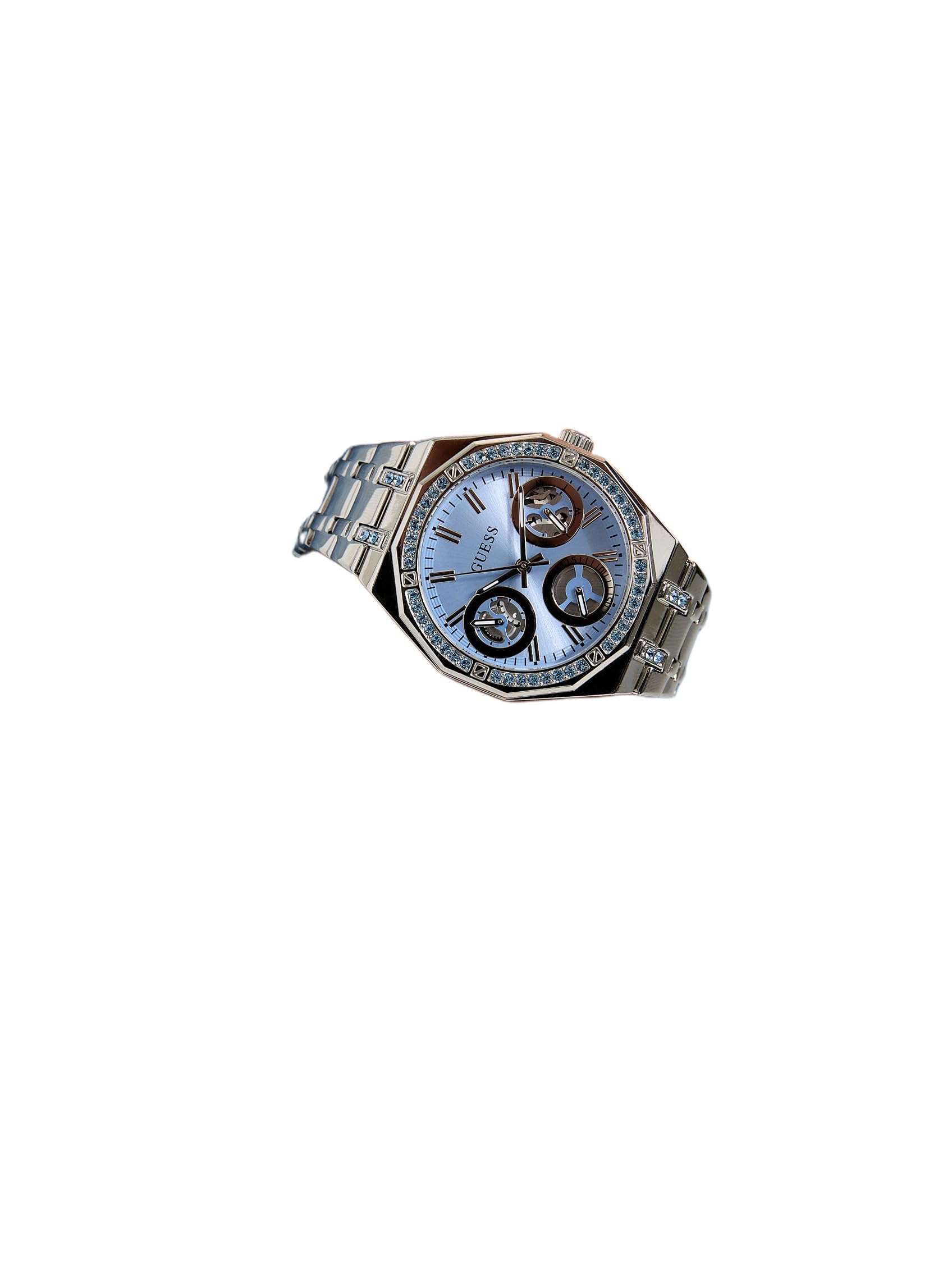 Guess Quinn GW1009L1 - Reloj de Pulsera para Mujer (Acero Inoxidable, 36 mm, Correa de Acero Inoxidable, 5 Bares), Color Azul