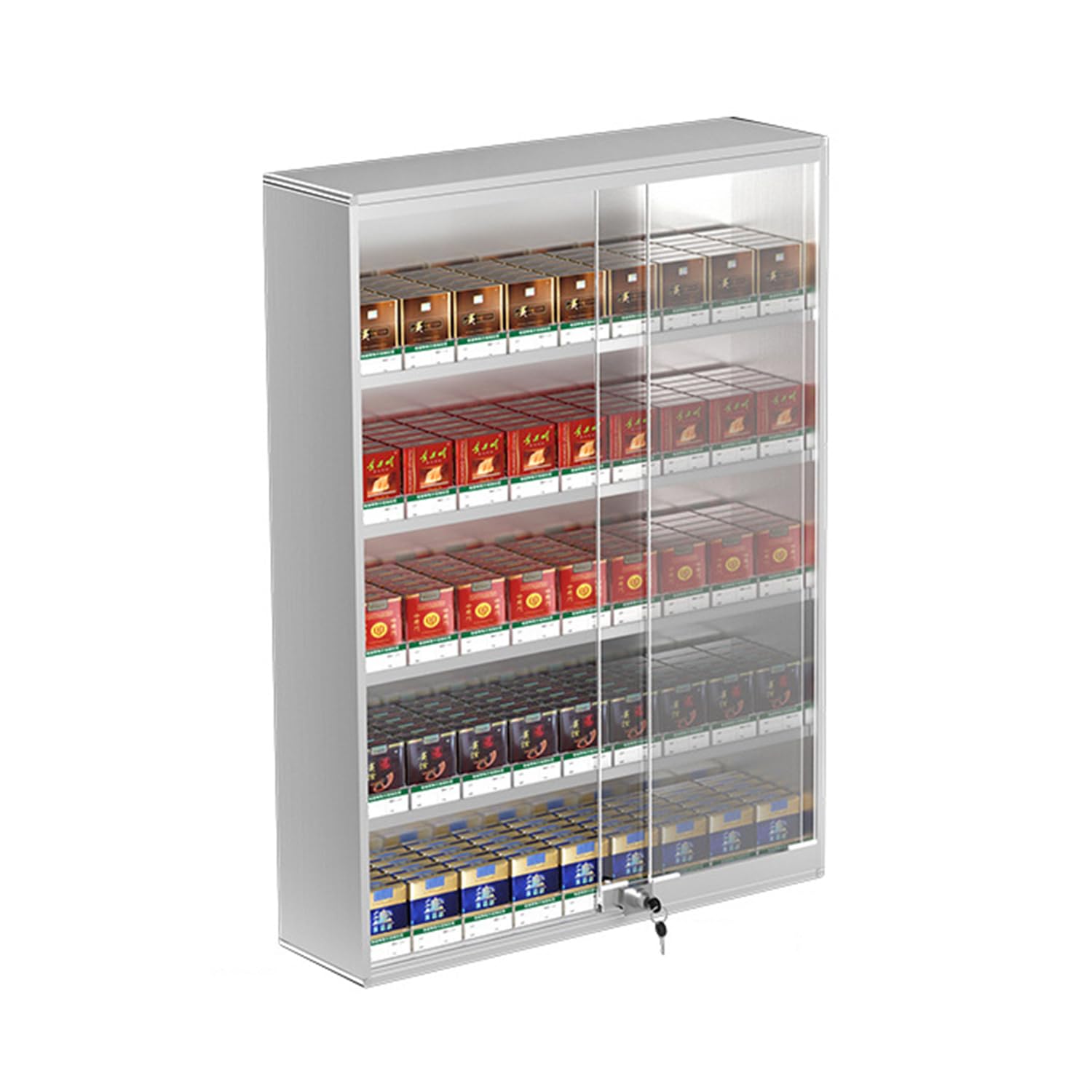 ZMJGLL Wall Mounted Cigarette Display Rack with Lock, Automatic Pusher for Supermarket and Convenience Store Organization. Saving Counter Space (5 Tier 9 columns)