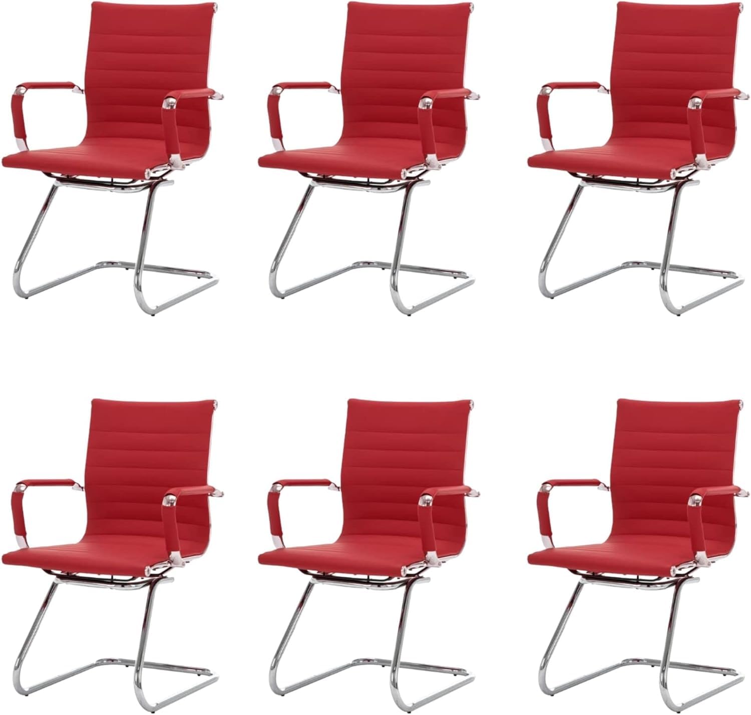 HNY 6-Pack PU Leather Office Guest Chairs
