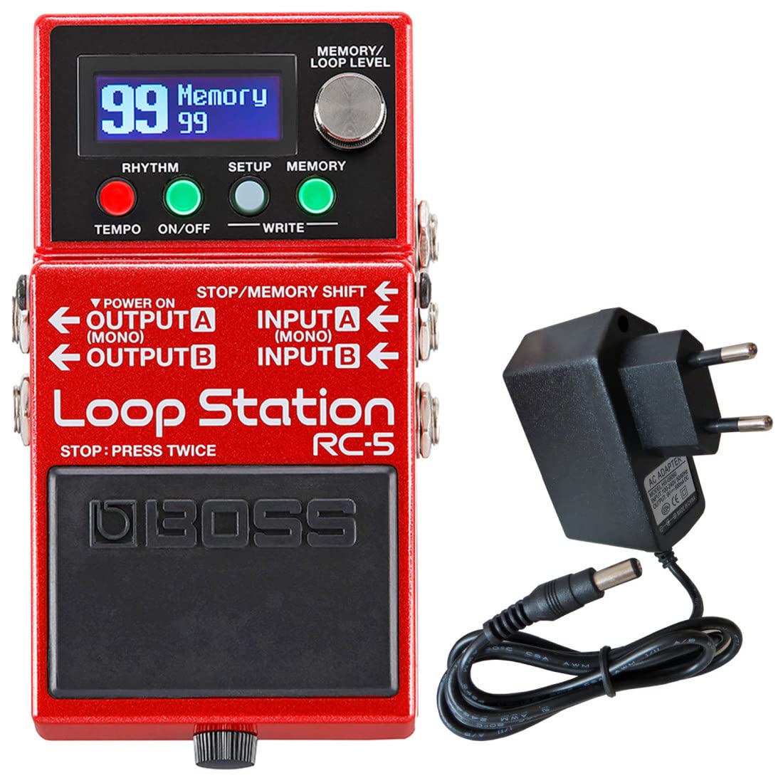 Boss RC-5 Loop Station - Dispositivo per effetti a pedale + alimentatore Keepdrum 9 V