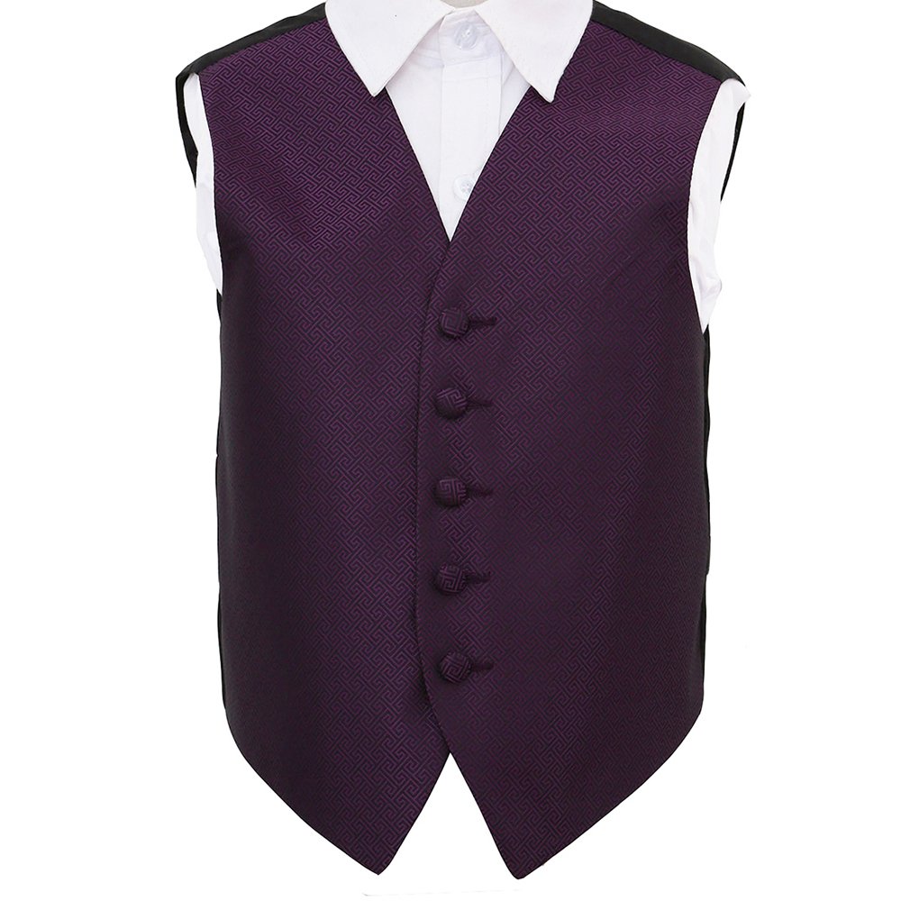 Dqt Boys Cadbury Purple Greek Key Waistcoat - Wedding Party & Formal - 2 Years 22"