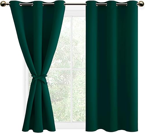 Miniatura 2 de DWCN Cortinas opacas para dormitorio con alzapaños, de privacidad, para oscurecer la habitación de Navidad, con ojales en la parte superior, para