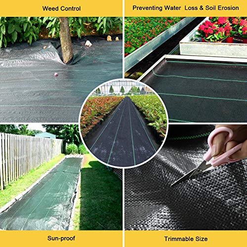 SEKKVY 4ft x 150ft Heavy Duty Landscape Fabric, Weed Control Ground Cover Garden Weed Barrier Gardening Mat, Ground Cover for Yard, Flower Bed, Garden Stakes