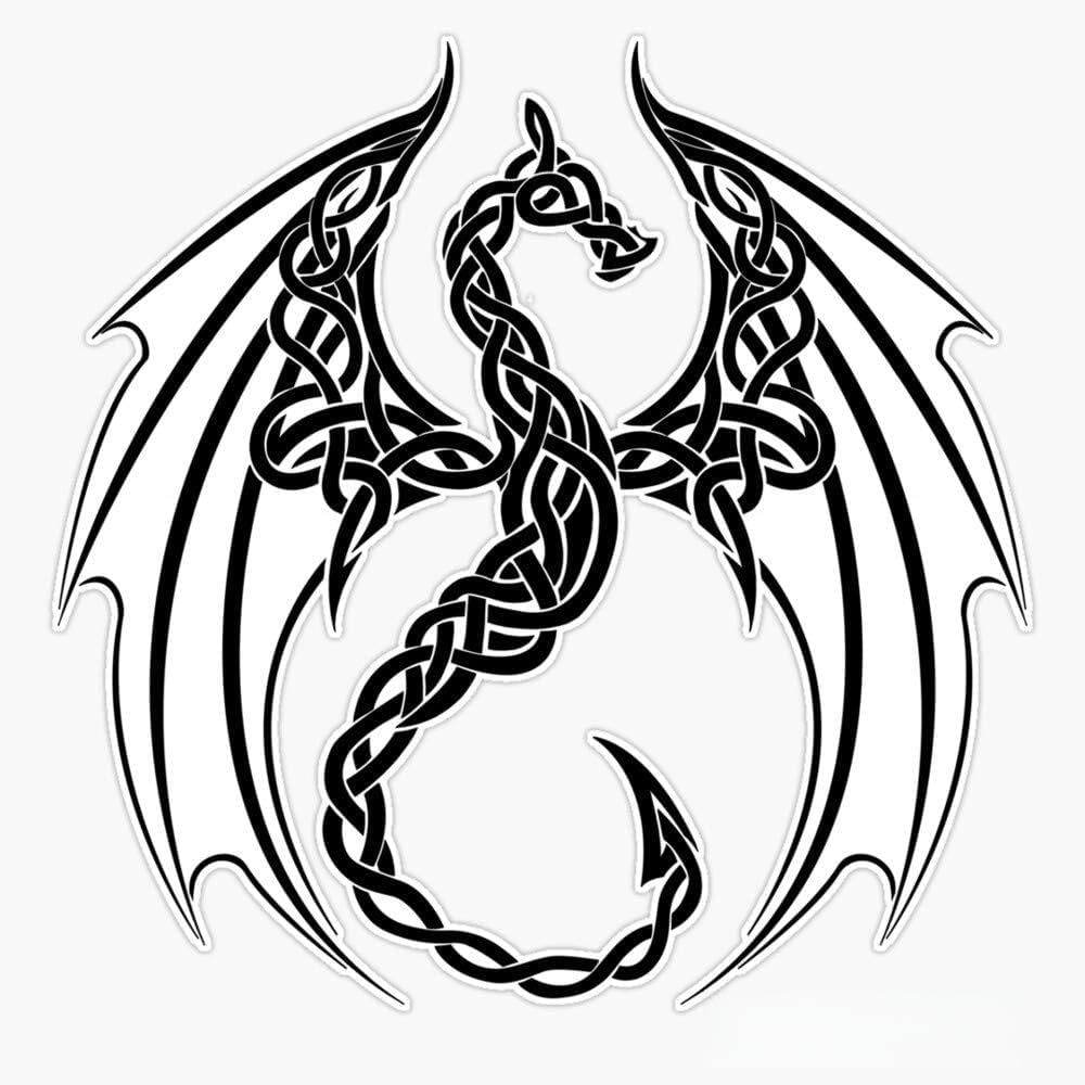 Celtic knot Dragon: Black Sticker Bumper Sticker Vinyl Decal 5"