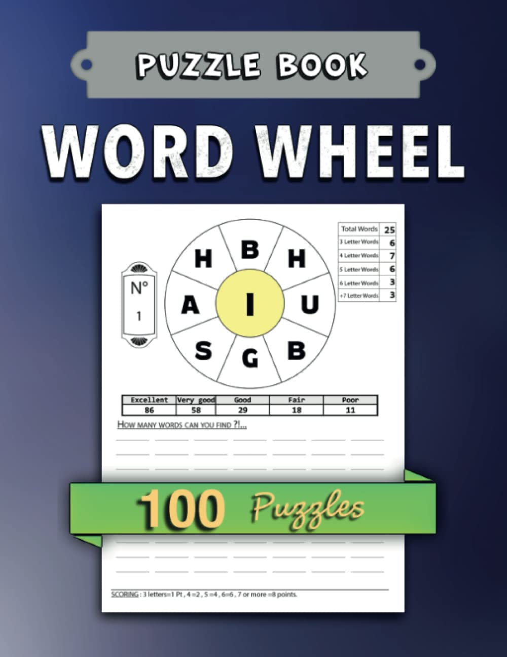 Word Wheel Puzzle Book VOL.3: 100 Puzzles, The game of spelling words Letter Size, Exercises & Solving.