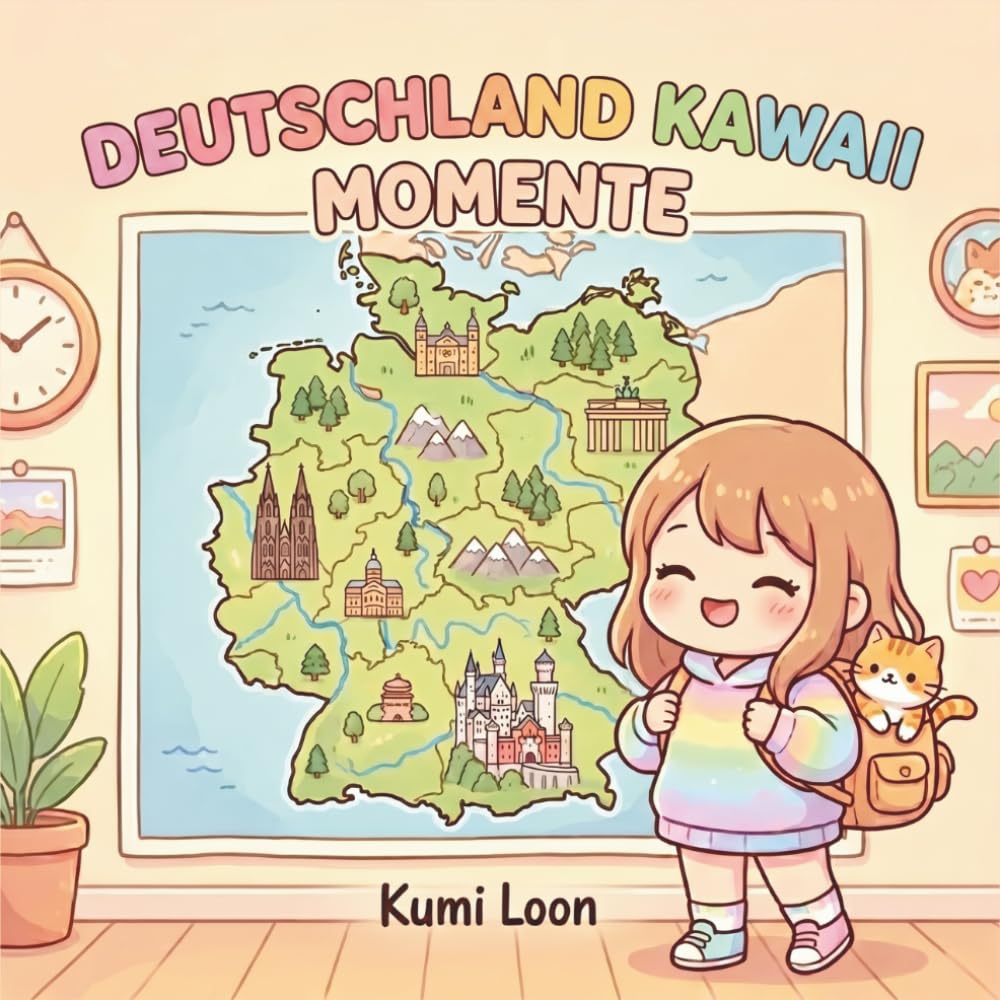 Deutschland Kawaii Momente: Kawaii-Malbuch für Deutschlandliebhaber — 42 süße Illustrationen zum Entspannen und Träumen (Cozy Kawaii Momente)