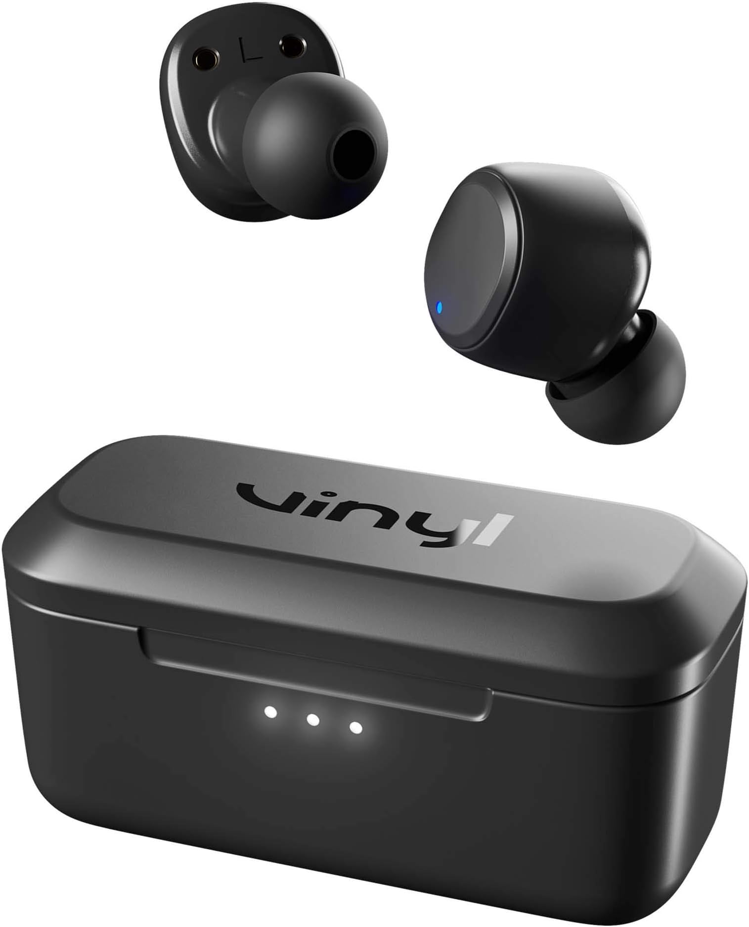 vinyl by Skullcandy True Wireless Bluetooth Earbuds with Mic, 14 Hours of Total Battery Life, Hands Free Calling and Charging Case, Sweat and Water Resistant - Black