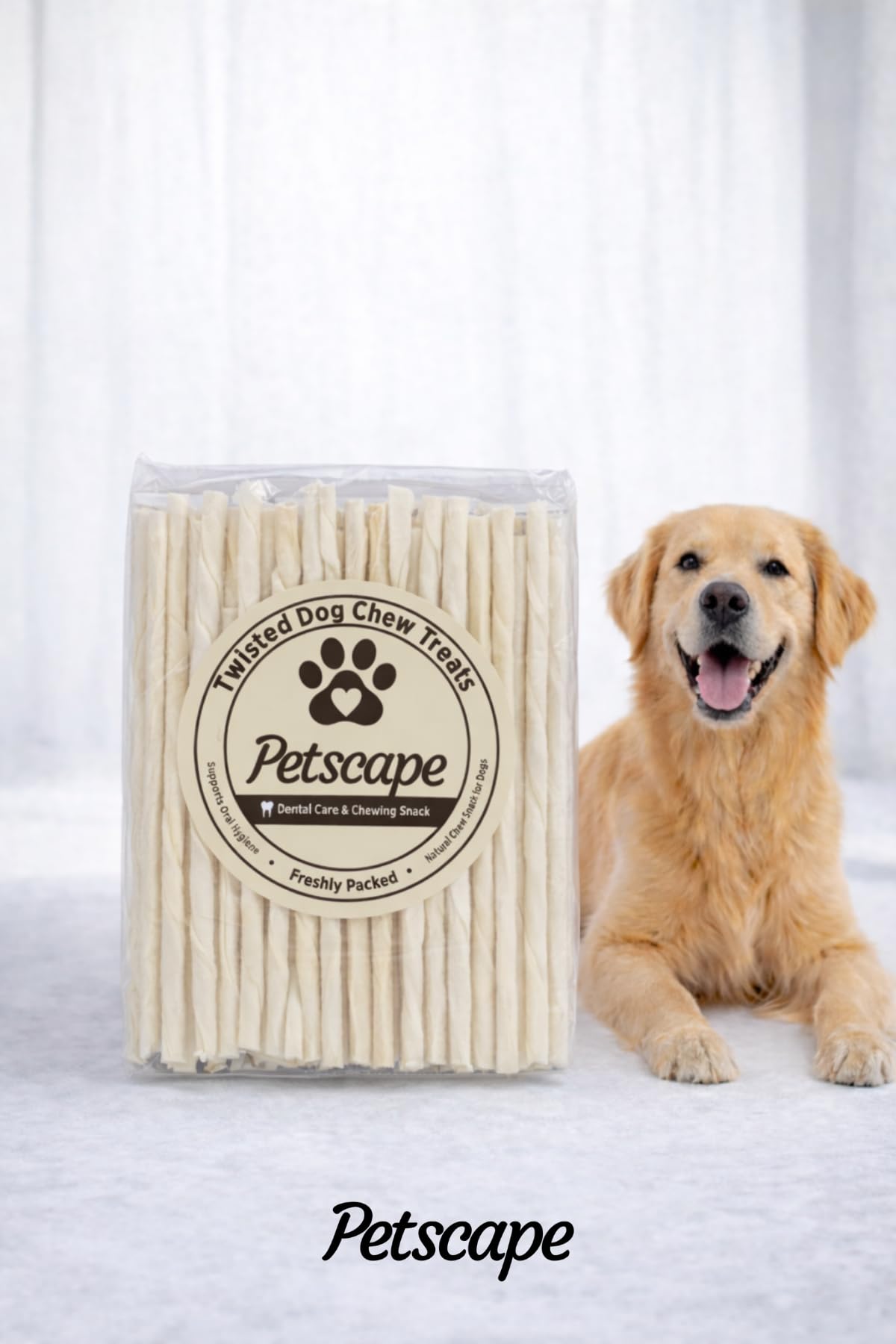 Petscape Köpek Ödülü, Burgu Çiğneme Çubuğu, Katkısız Diş Sağlığı Ödül Maması (10 Adet, Sade)