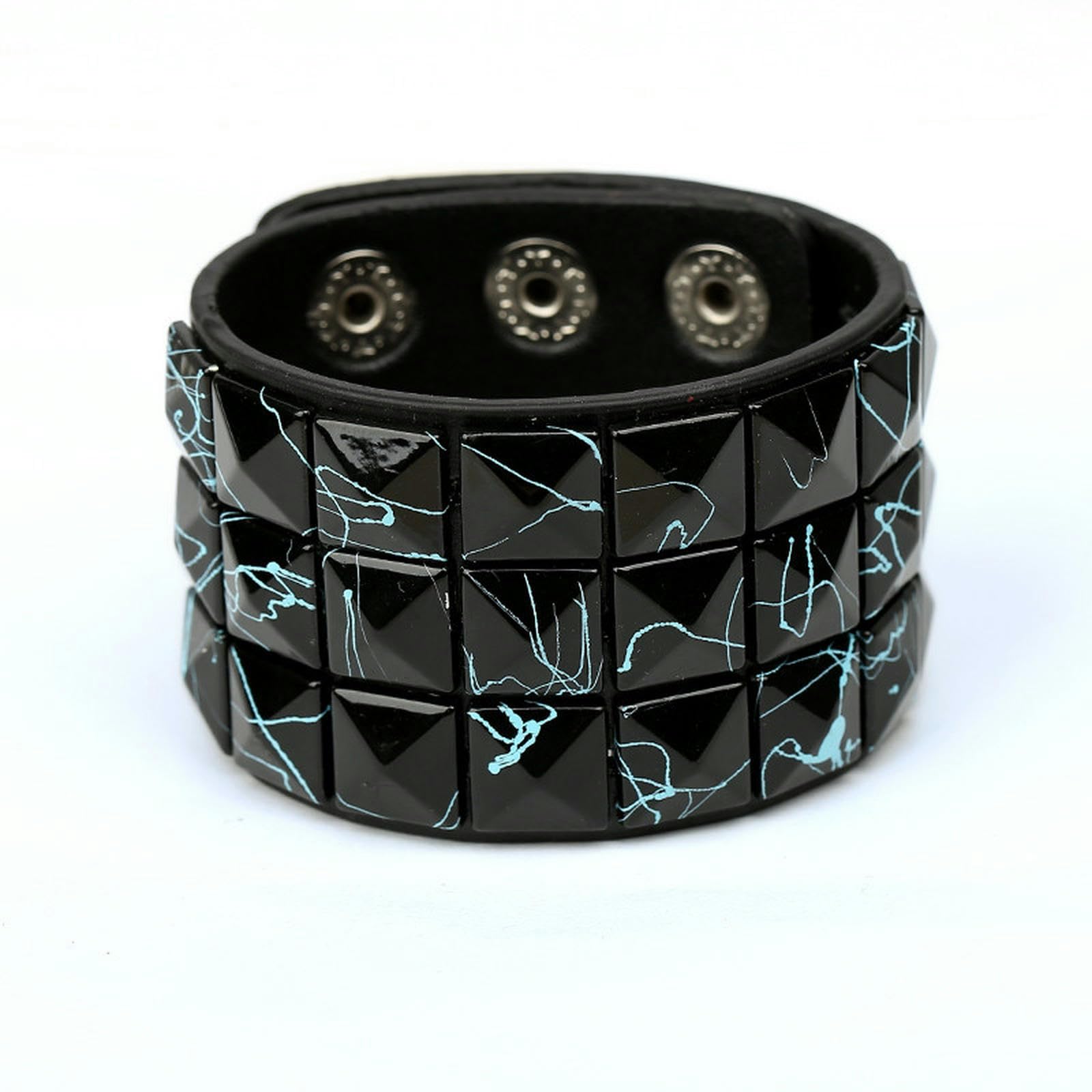Frolddrw Black Bracelet Punk Pyramid Studded Wristband Rivet Wide Pu Leather Cuff Bracelet