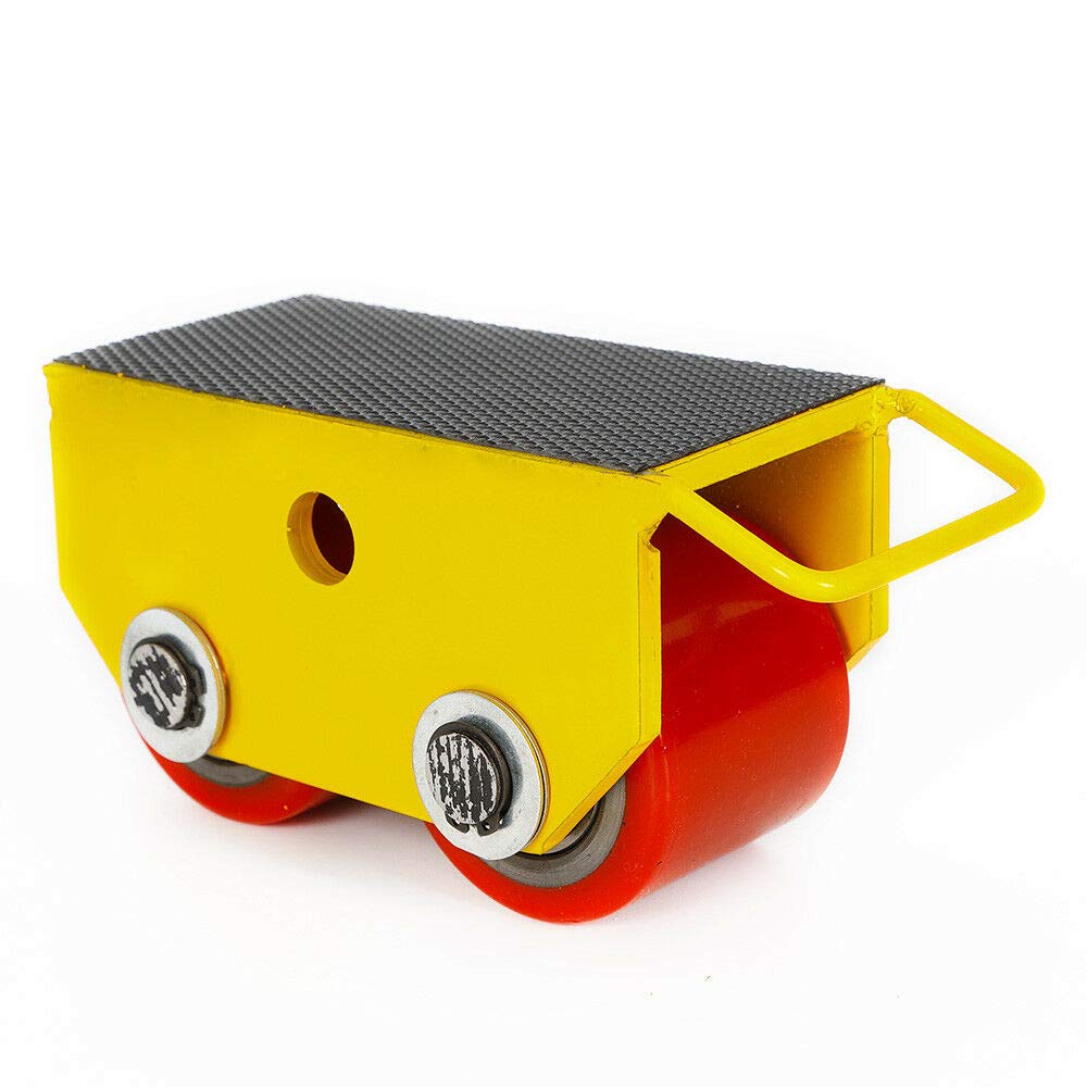 Machinery Mover Heavy Duty Dolly Roller Skates Cargo Trolley Tool，Can bear 5500lb/2500kg Machine transport Steering chassis（yellow）