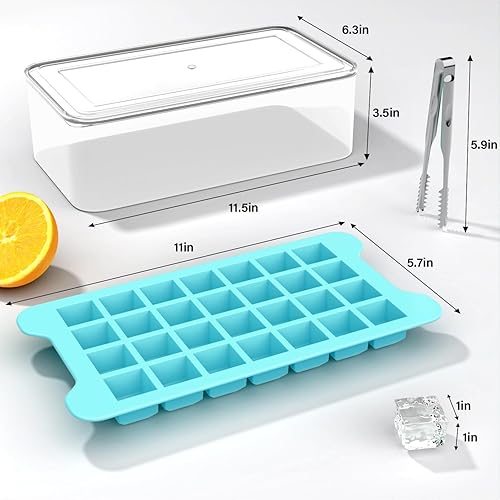 Miniatura 4 de Bandeja de cubitos de hielo para congelador con contenedor FDDBI - Máquina de cubitos de hielo de fácil liberación de 1 pulgada con tapa y