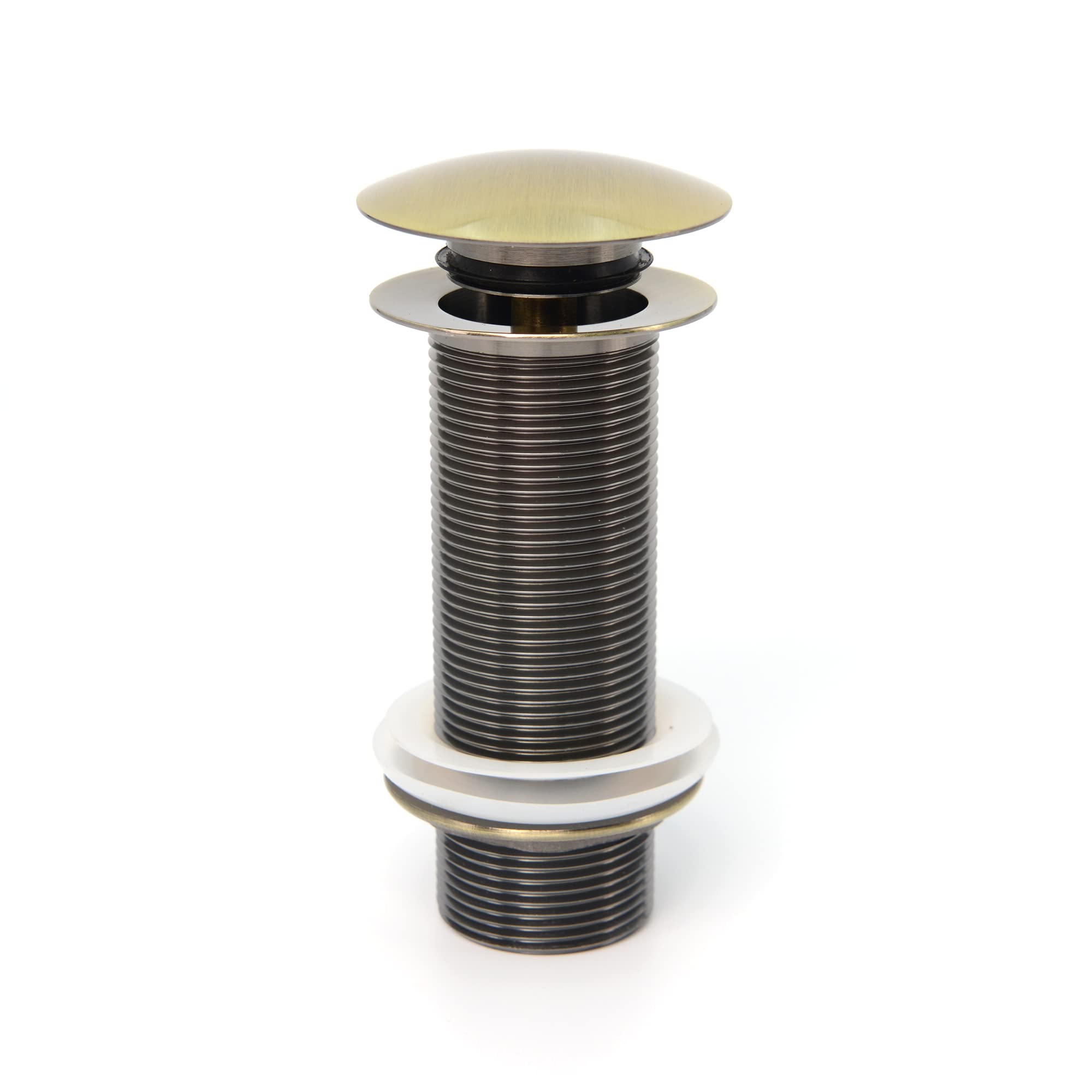 Valvola di scarico pop up da 120 mm senza troppopieno per lavabo e lavandino – scarico universale in ottone – scarico scarico con guarnizioni per vaschette di tutti i tipi