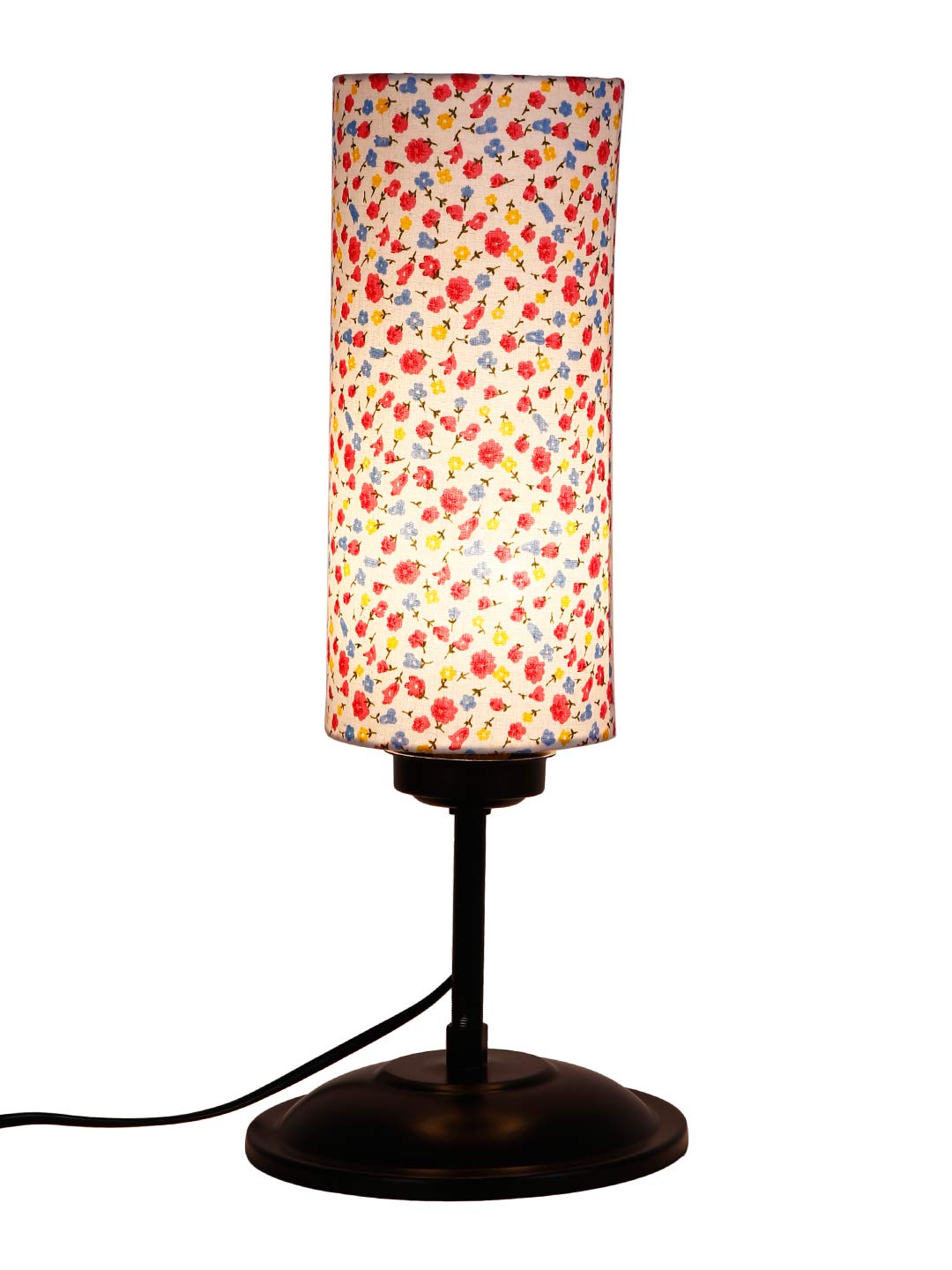 Devansh Cylindrical Multi Cotton Shade Table Lamp with Black Base (Size : 6.75x6.75x16.1 Inches) 3