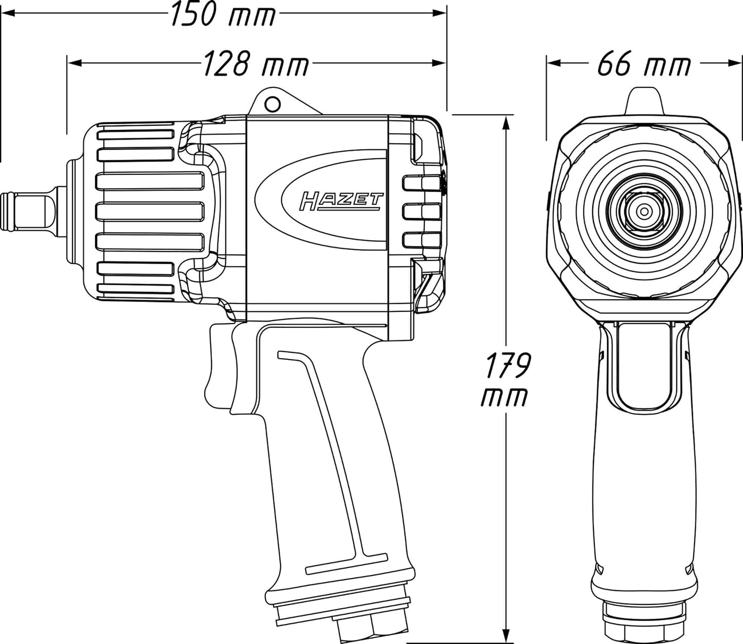 Hazet Schlagschrauber 9012TT I Max. Lösemoment 2200 Nm, Vierkantantrieb 12,5 mm (1/2 Zoll) I Hochleistungs-Doppelhammer-Schlagwerk- kompakt und leicht mit Twin-Turbo Technologie